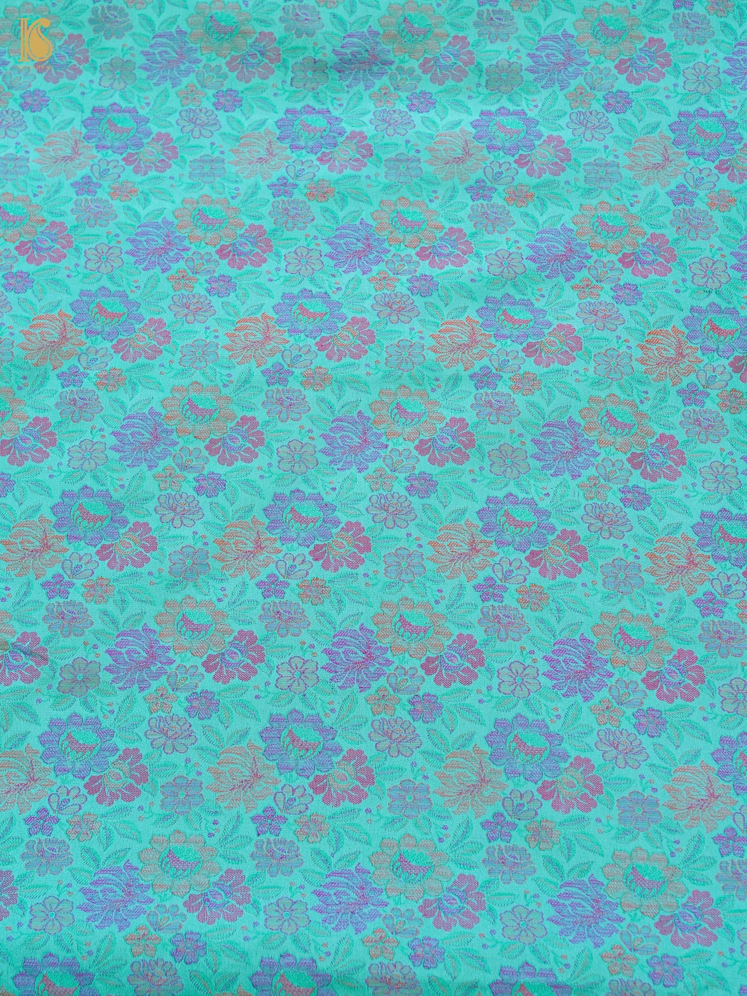 Handloom Banarasi Tanchoi Silk Peonies Fabric