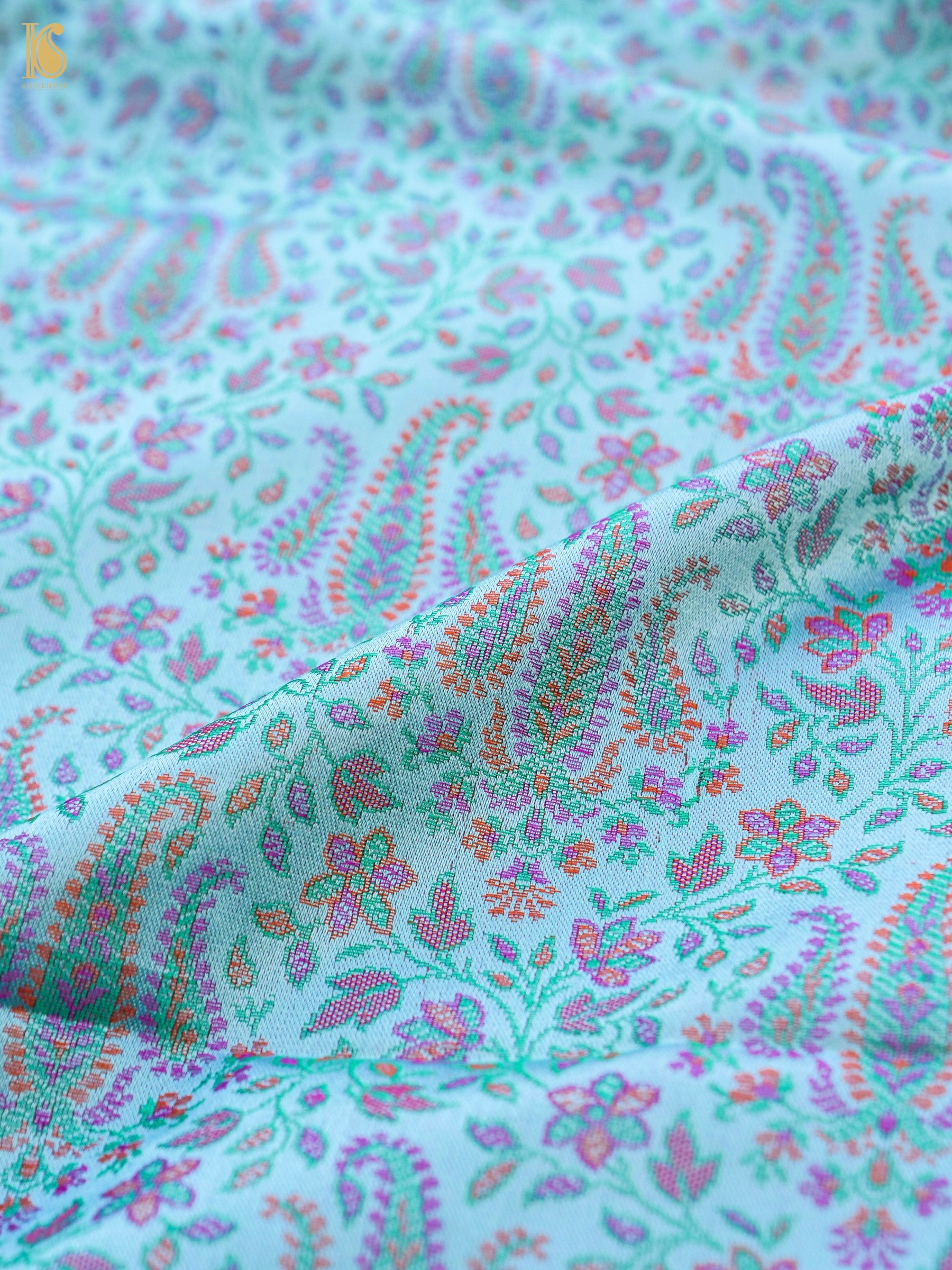 Handloom Banarasi Nawabi Ambi Tanchoi Silk Fabric