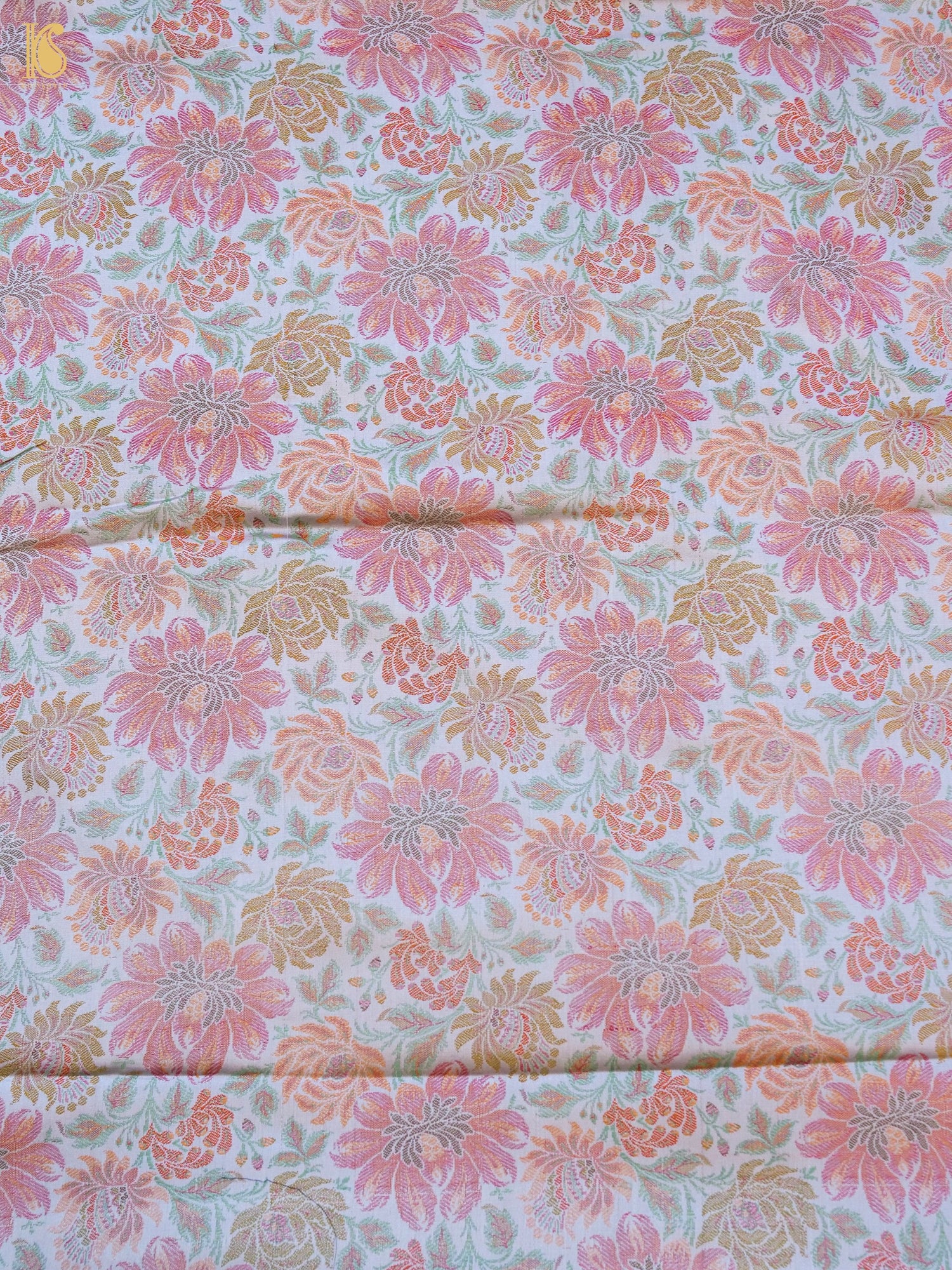 Handloom Banarasi Tanchoi Silk Dahlia Fabric