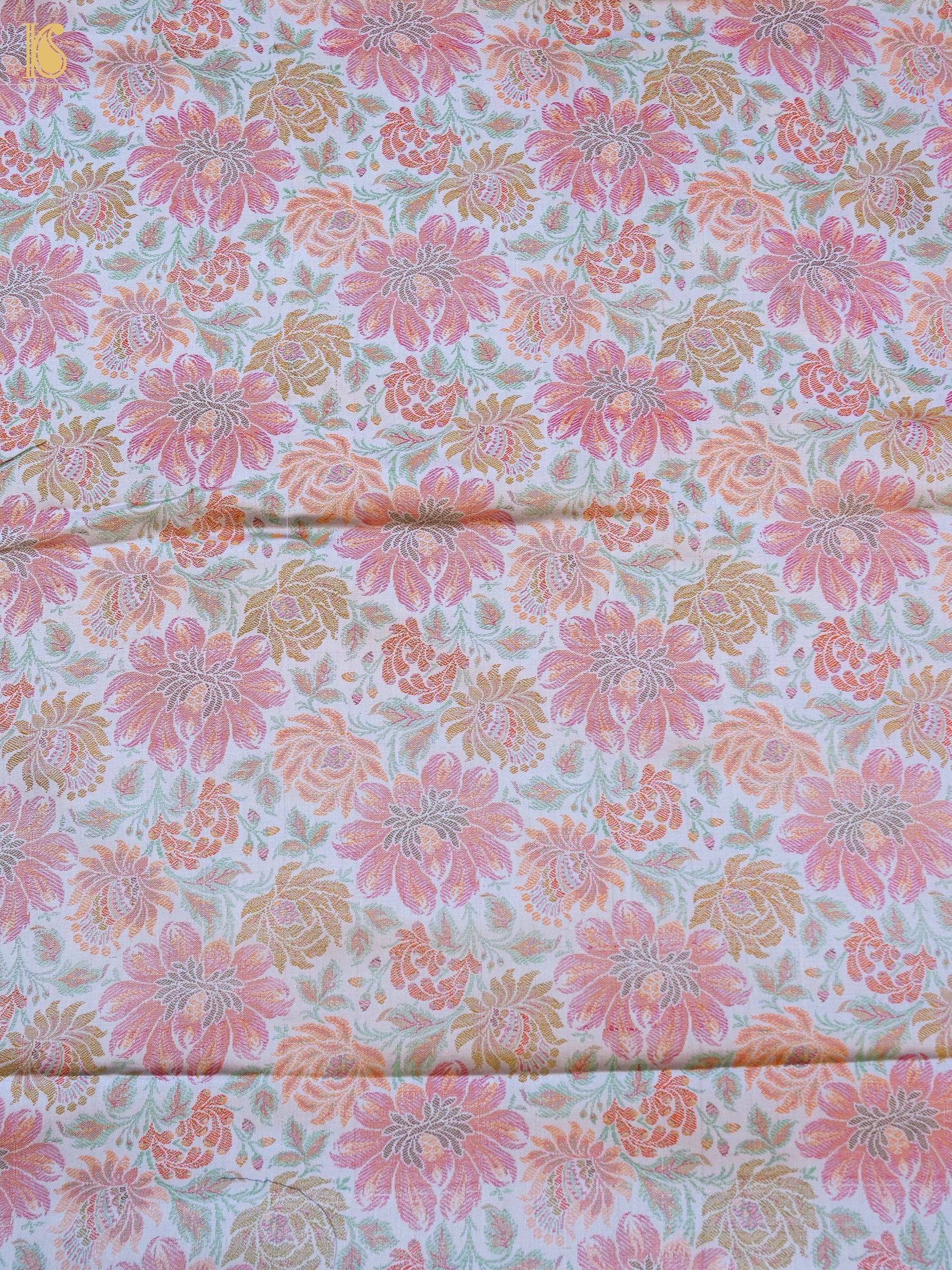 Handloom Banarasi Tanchoi Silk Dahlia Fabric