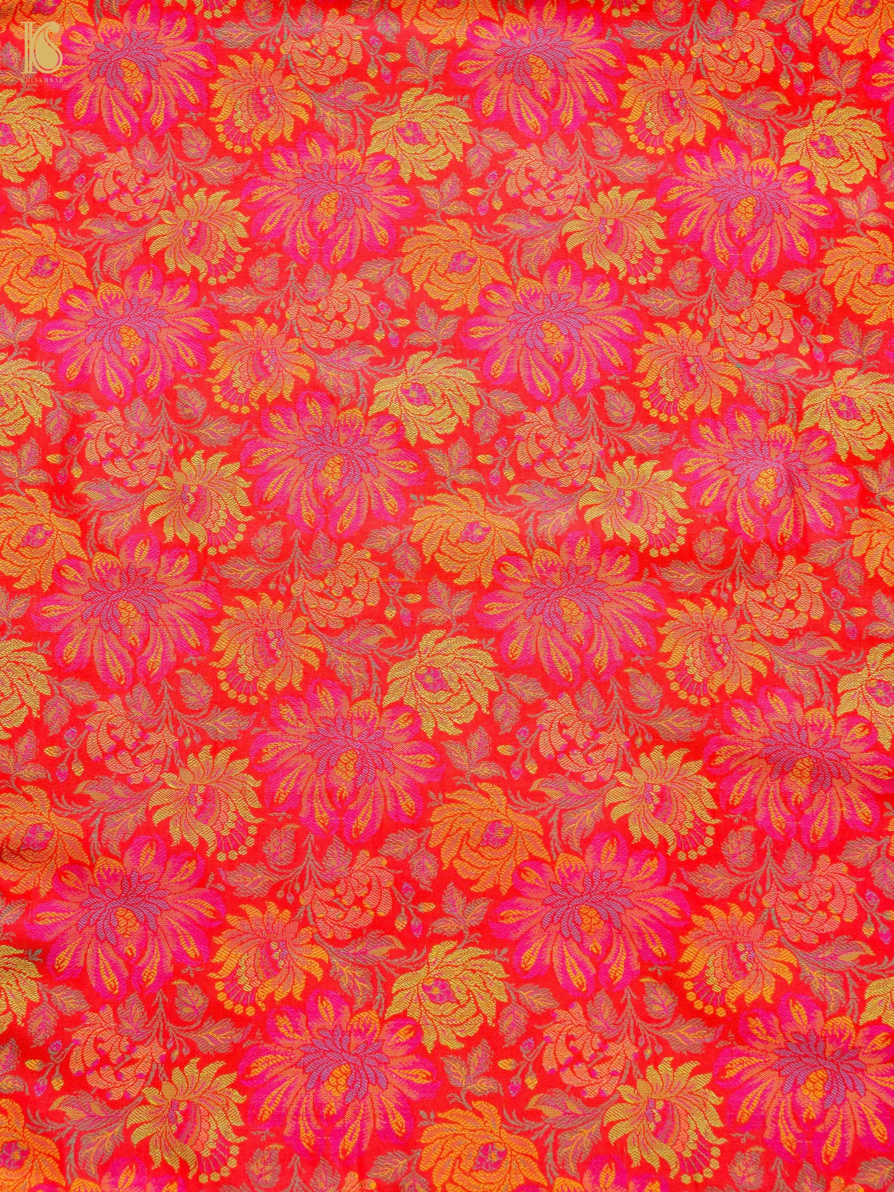 Handloom Banarasi Dahlia Tanchoi Silk Fabric