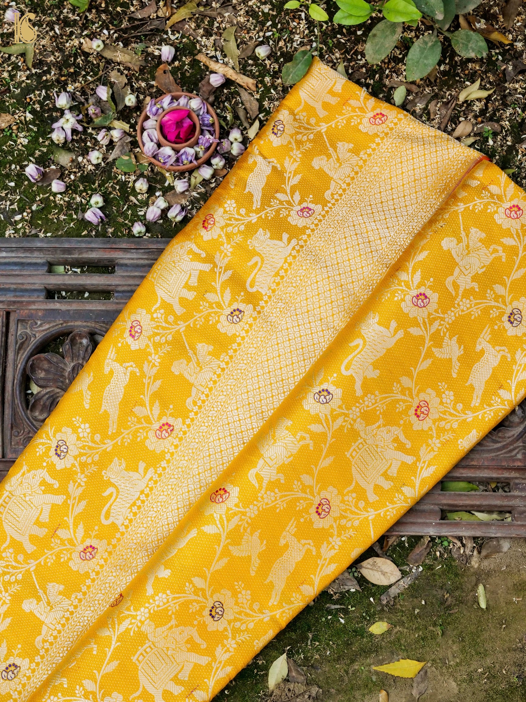 Handwoven Katan Silk Banarasi Shikargah Saree