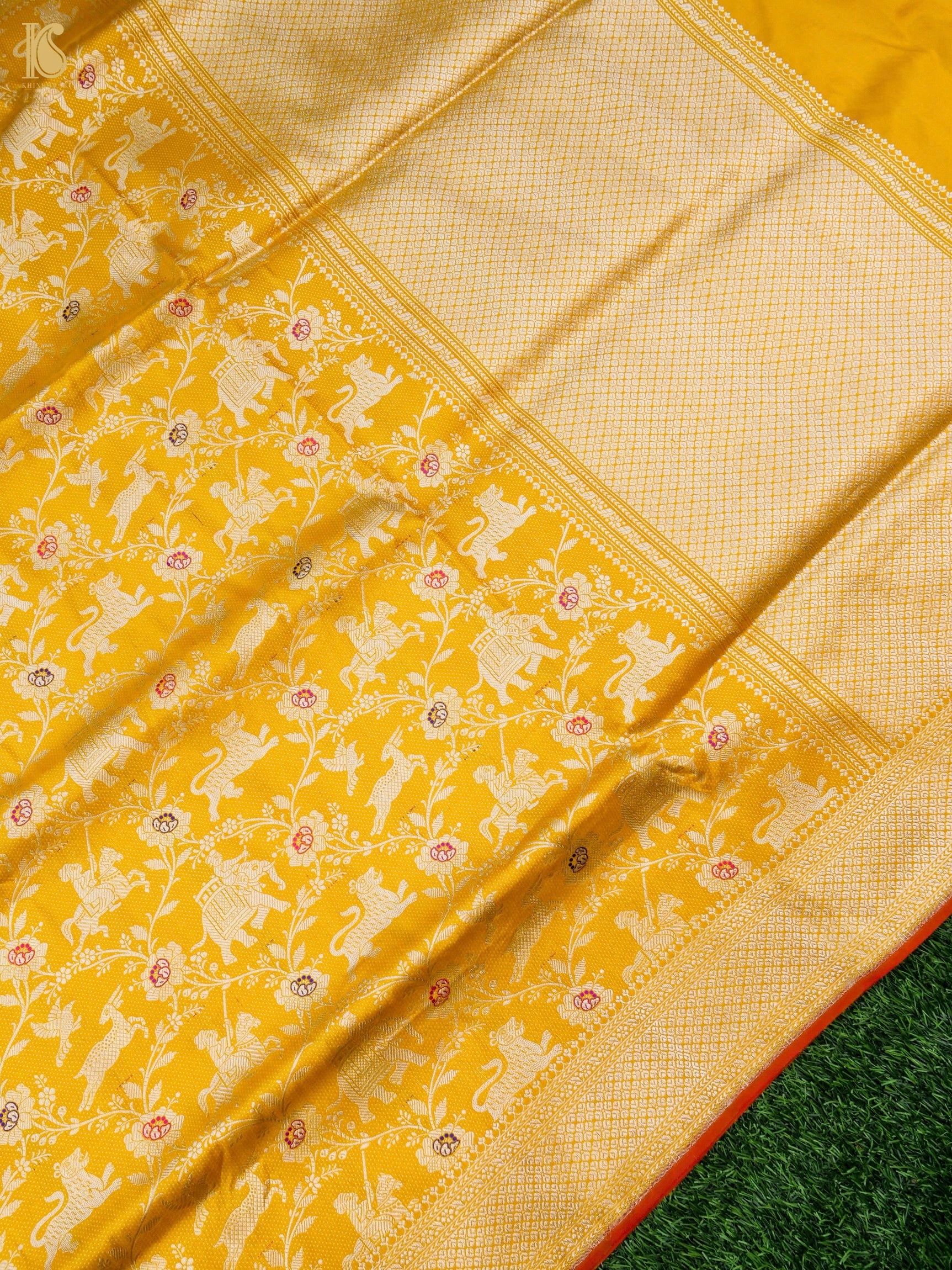 Handwoven Katan Silk Banarasi Shikargah Saree