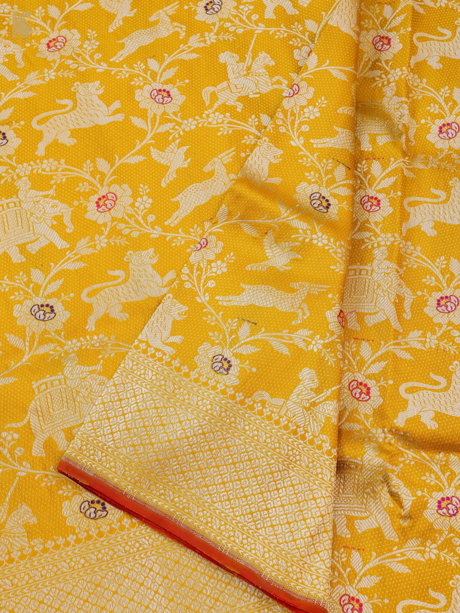Handwoven Katan Silk Banarasi Shikargah Saree