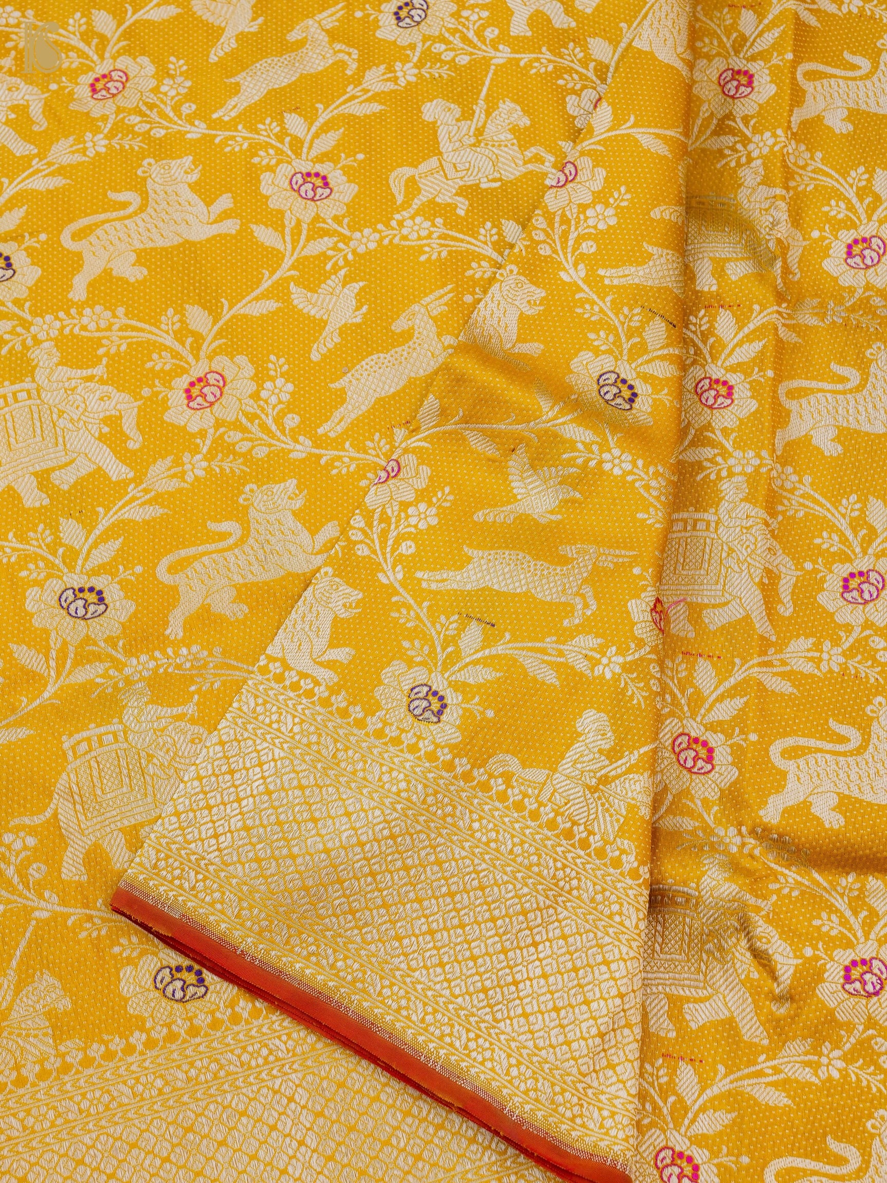 Handwoven Katan Silk Banarasi Shikargah Saree