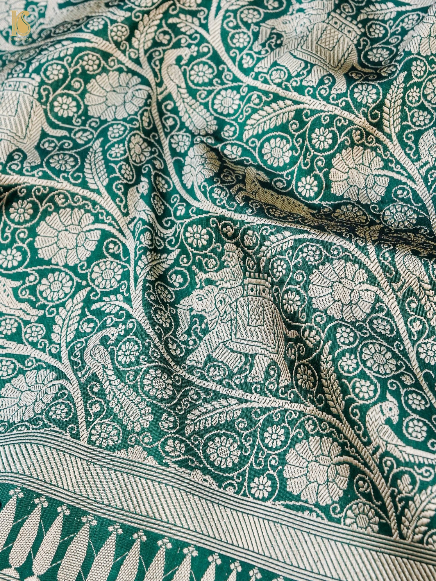 Handwoven Katan Silk Banarasi Shikargah Saree
