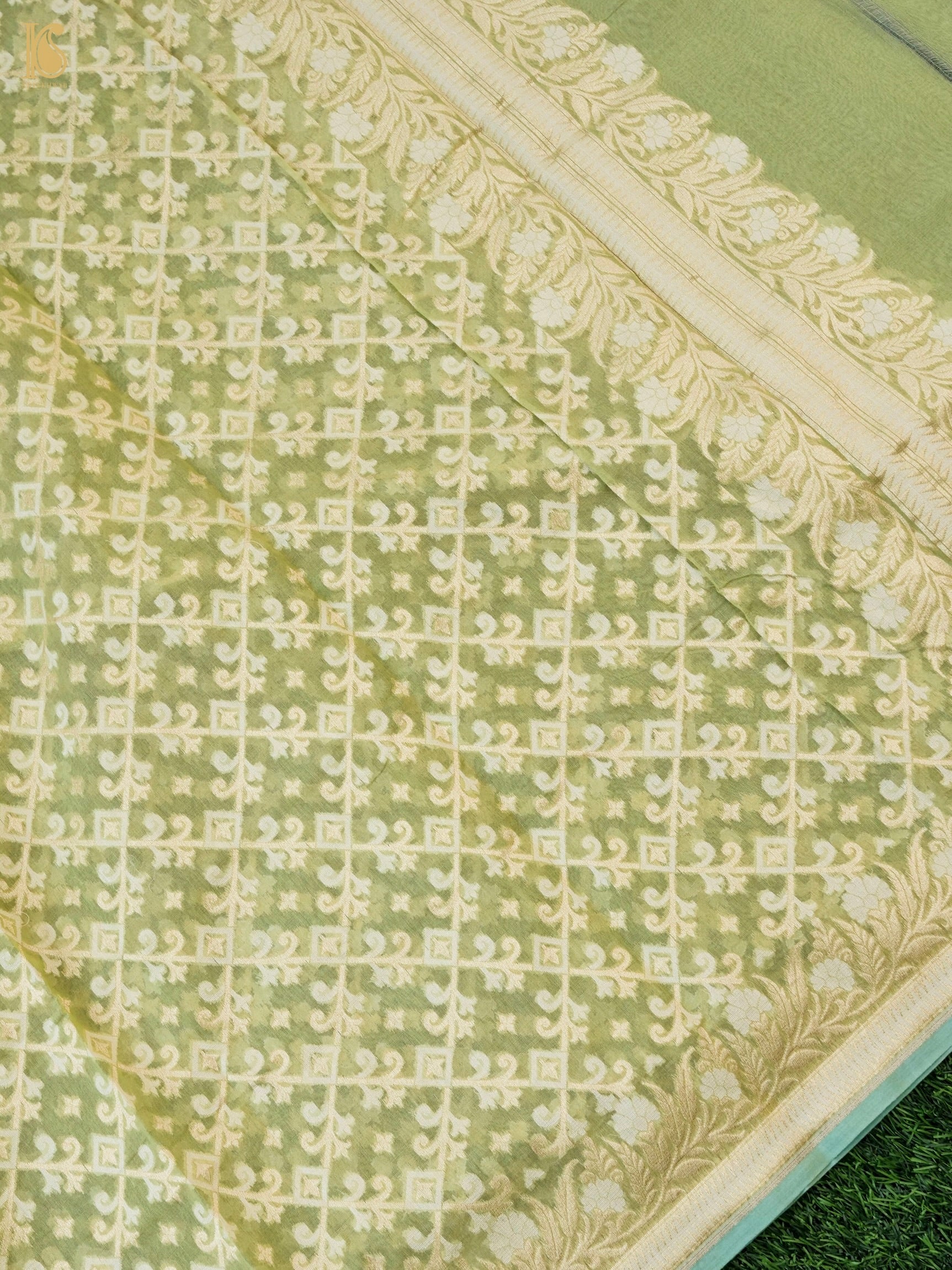 Handloom Cotton Kora Banarasi Jamdani Ektara Suit Fabric Set