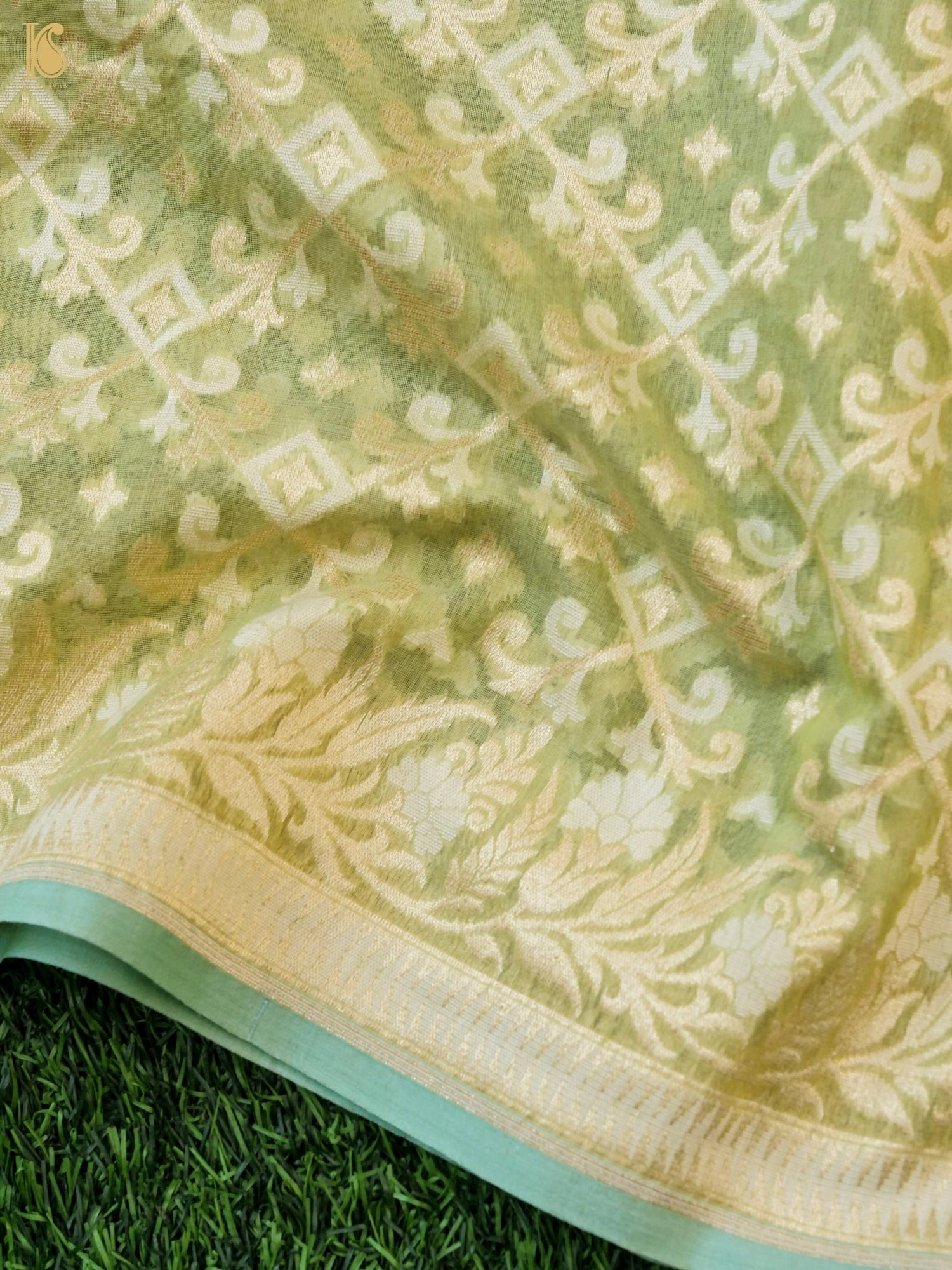 Handloom Cotton Kora Banarasi Jamdani Ektara Suit Fabric Set