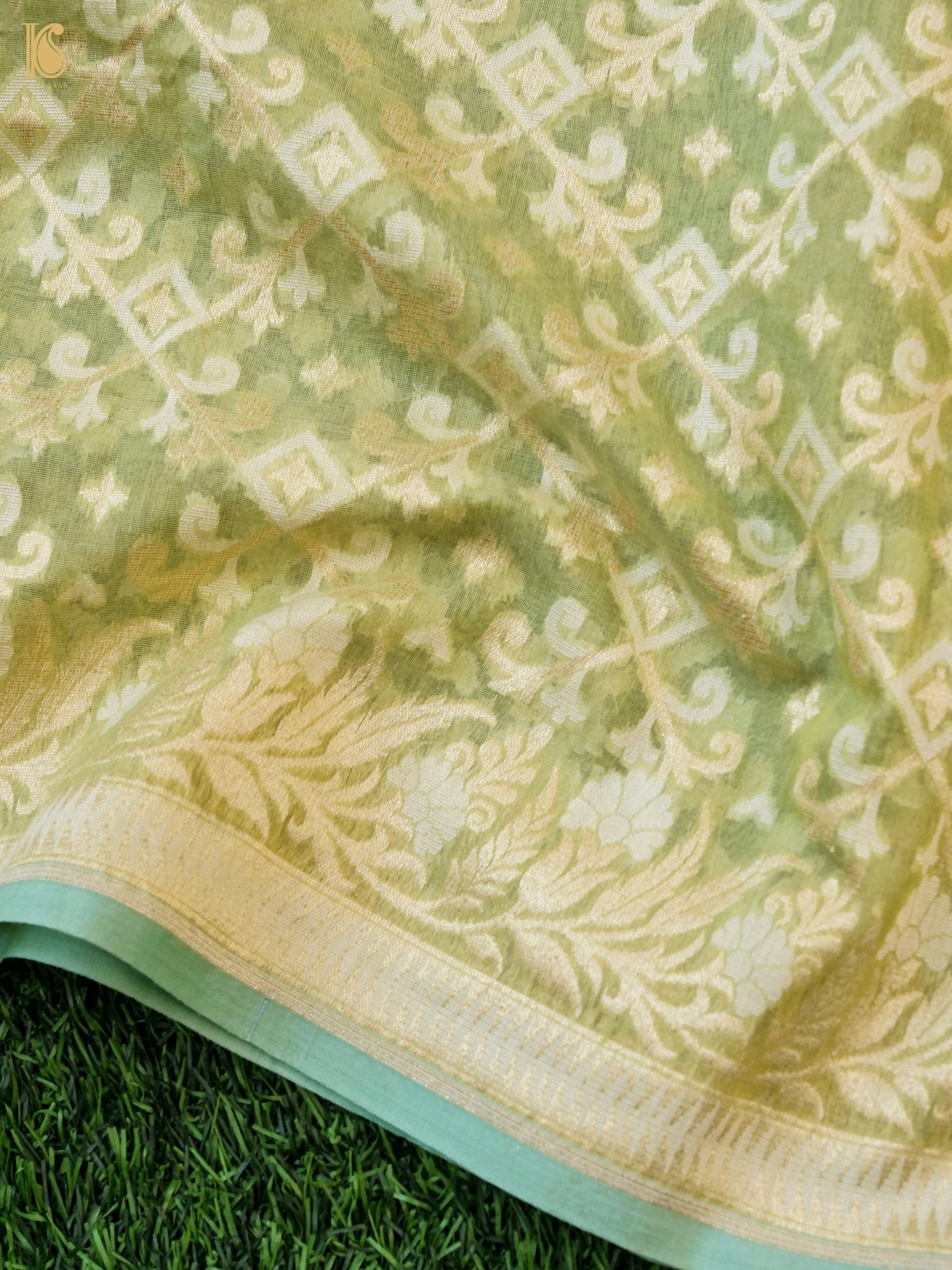 Handloom Cotton Kora Banarasi Jamdani Ektara Suit Fabric Set