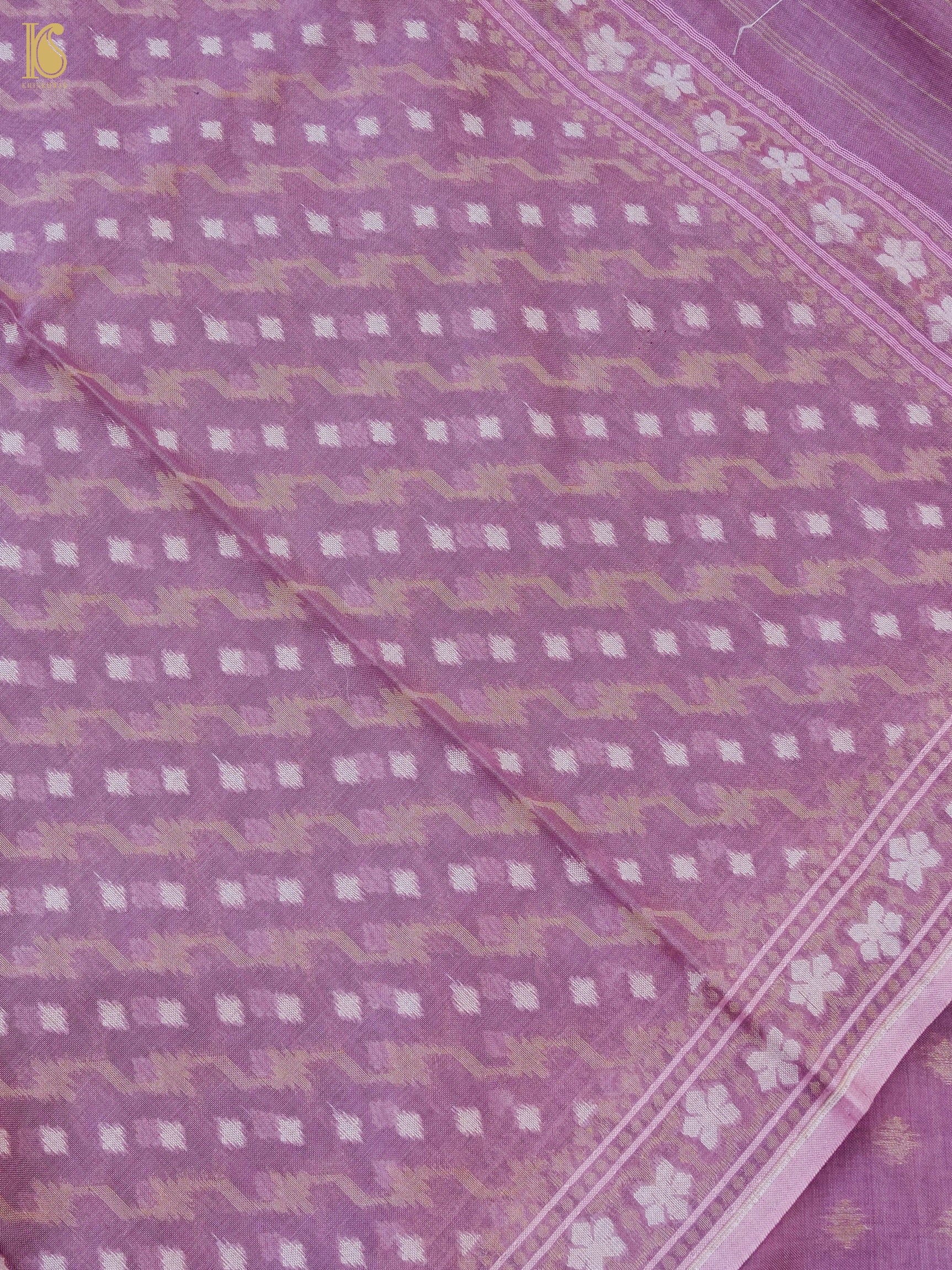 Handloom Cotton Kora Banarasi Jamdani Ektara Suit Fabric Set