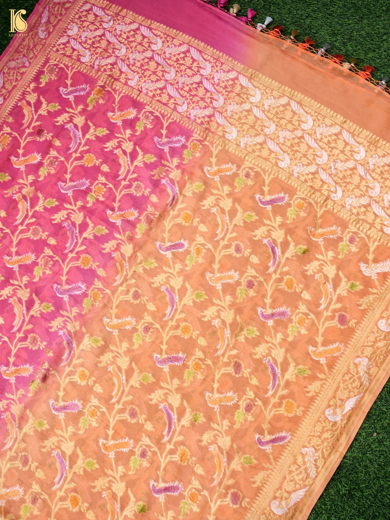 Banarasi Georgette Birds Dupatta with Hand Brush