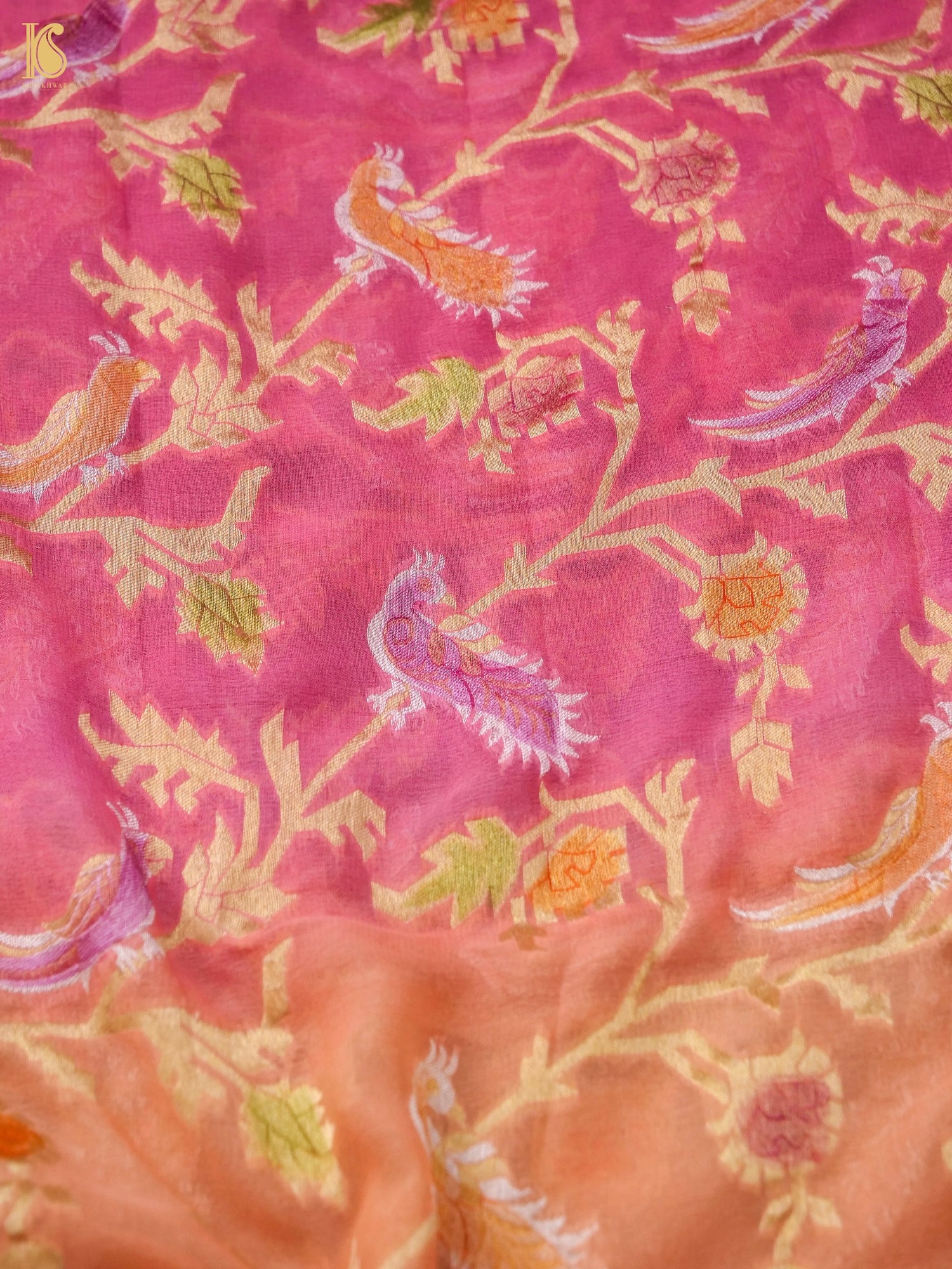 Banarasi Georgette Birds Dupatta with Hand Brush