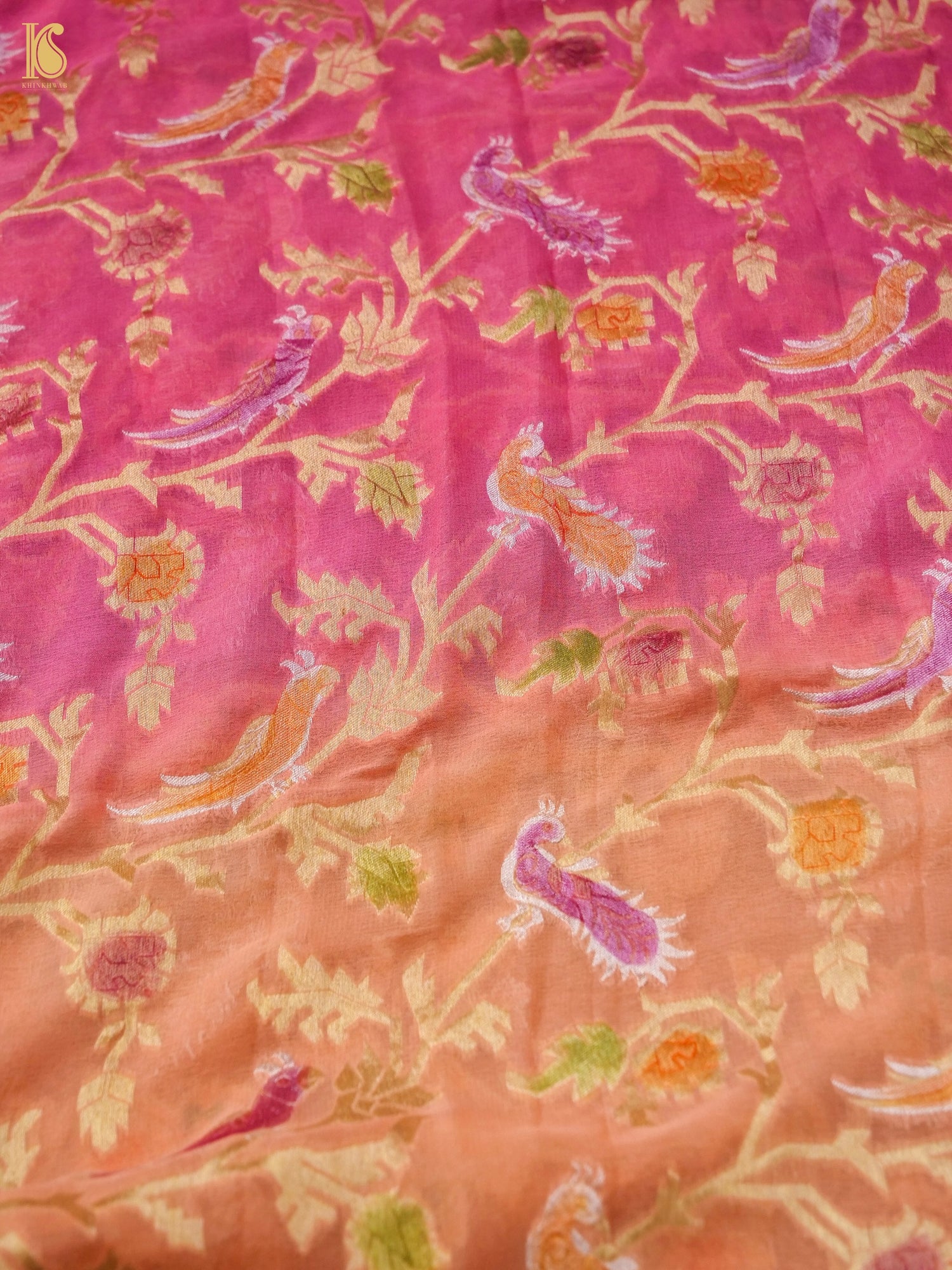 Banarasi Georgette Birds Dupatta with Hand Brush