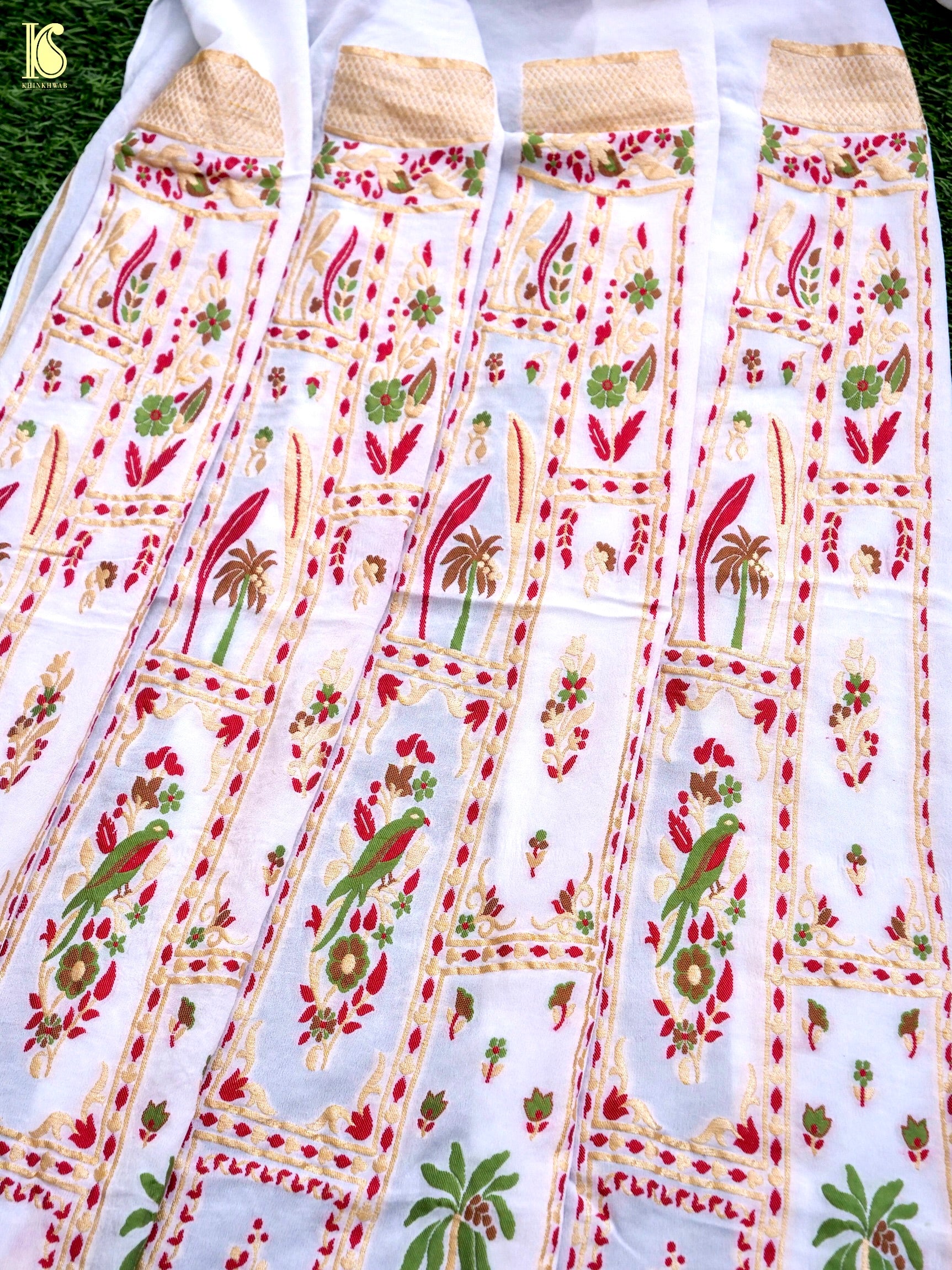Georgette Kalidar Banarasi Dyeable Birds Lehenga