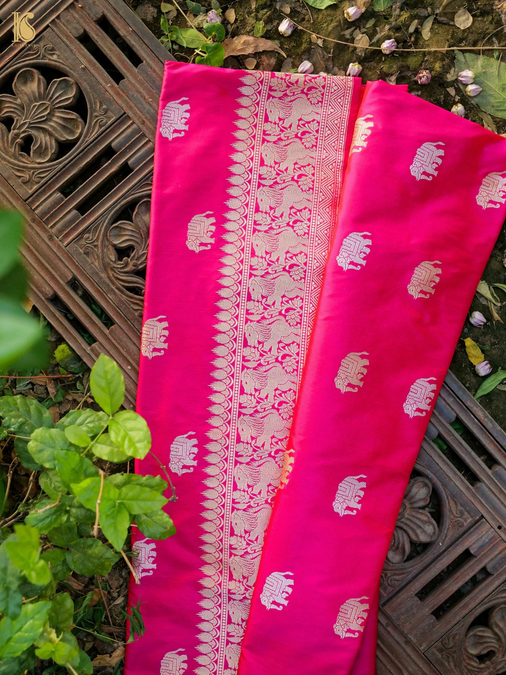 Handloom Banarasi Katan Silk Shikargah Elephant Saree