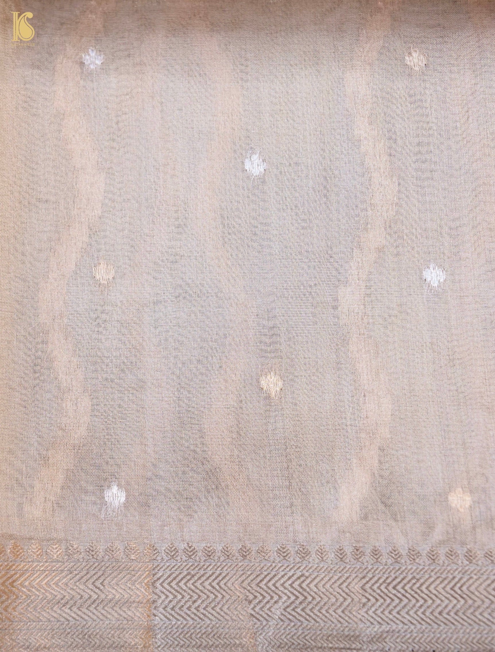 Handloom Banarasi Kora Tissue Dyeable Stripes Saree