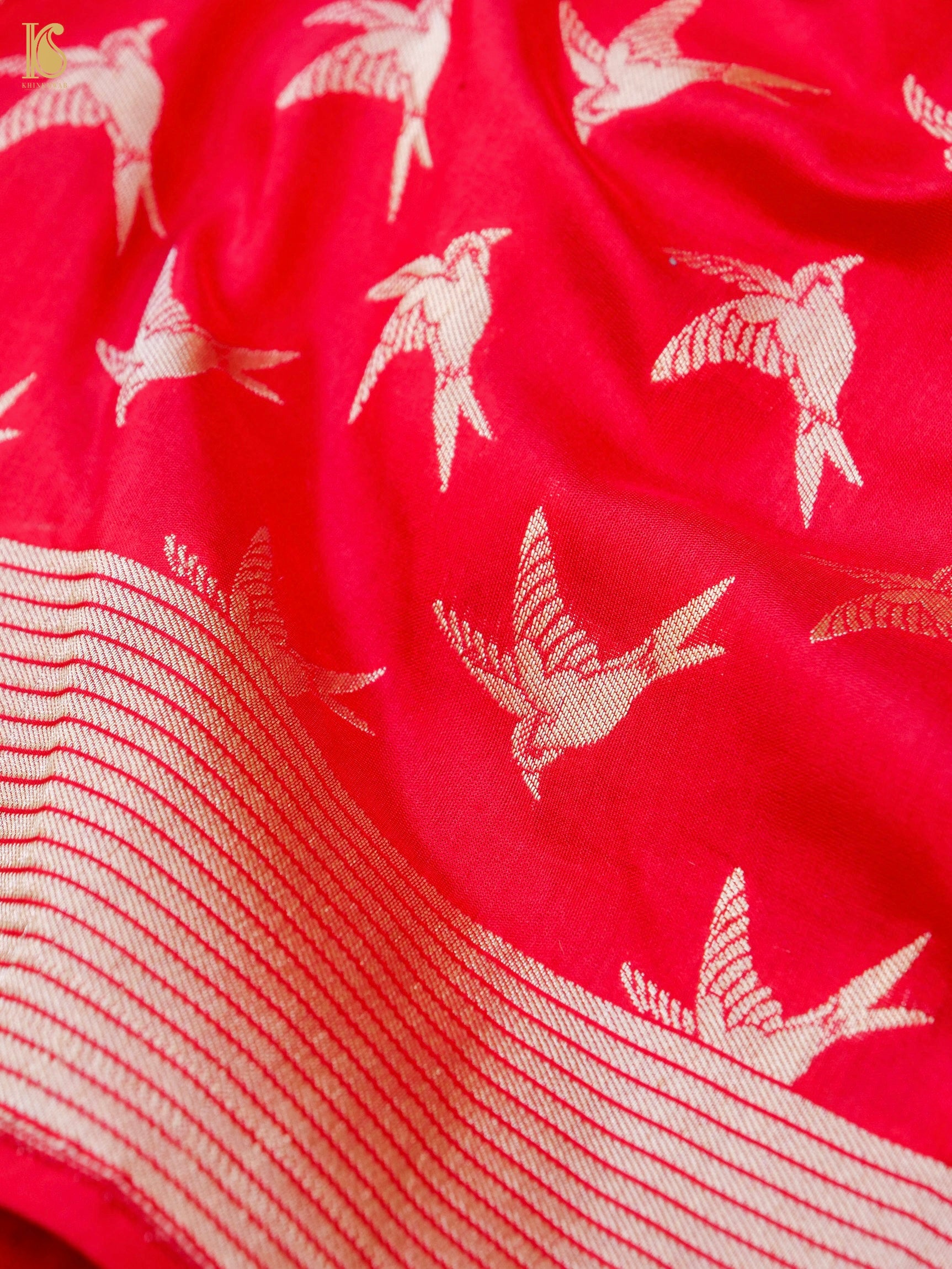 Handwoven Katan Silk Banarasi Chidiya Saree