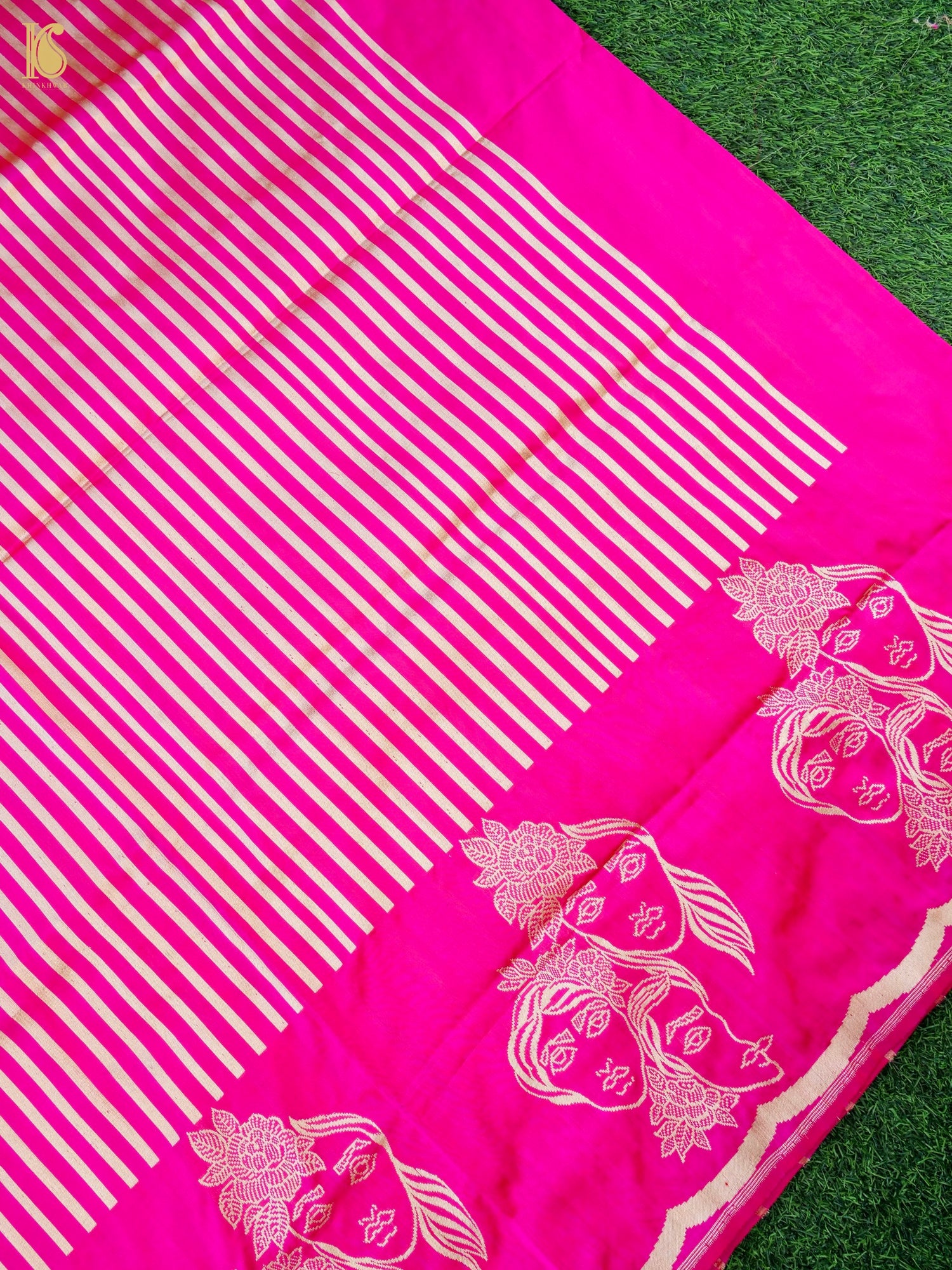 Handloom Banarasi Silk Tanchoi Stripes Saree