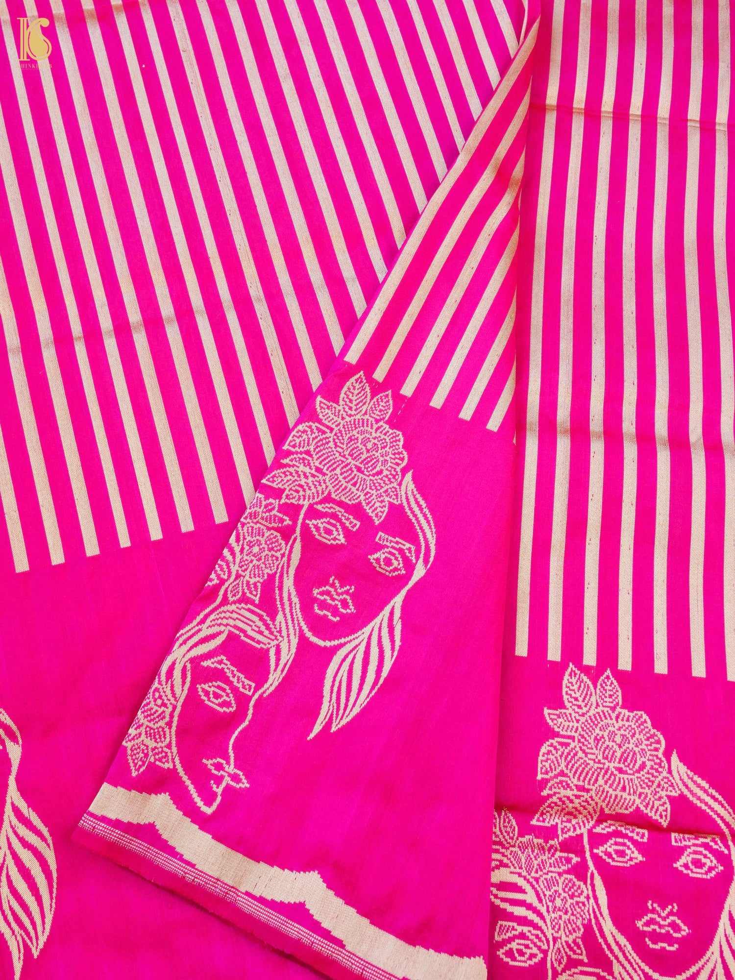 Handloom Banarasi Silk Tanchoi Stripes Saree