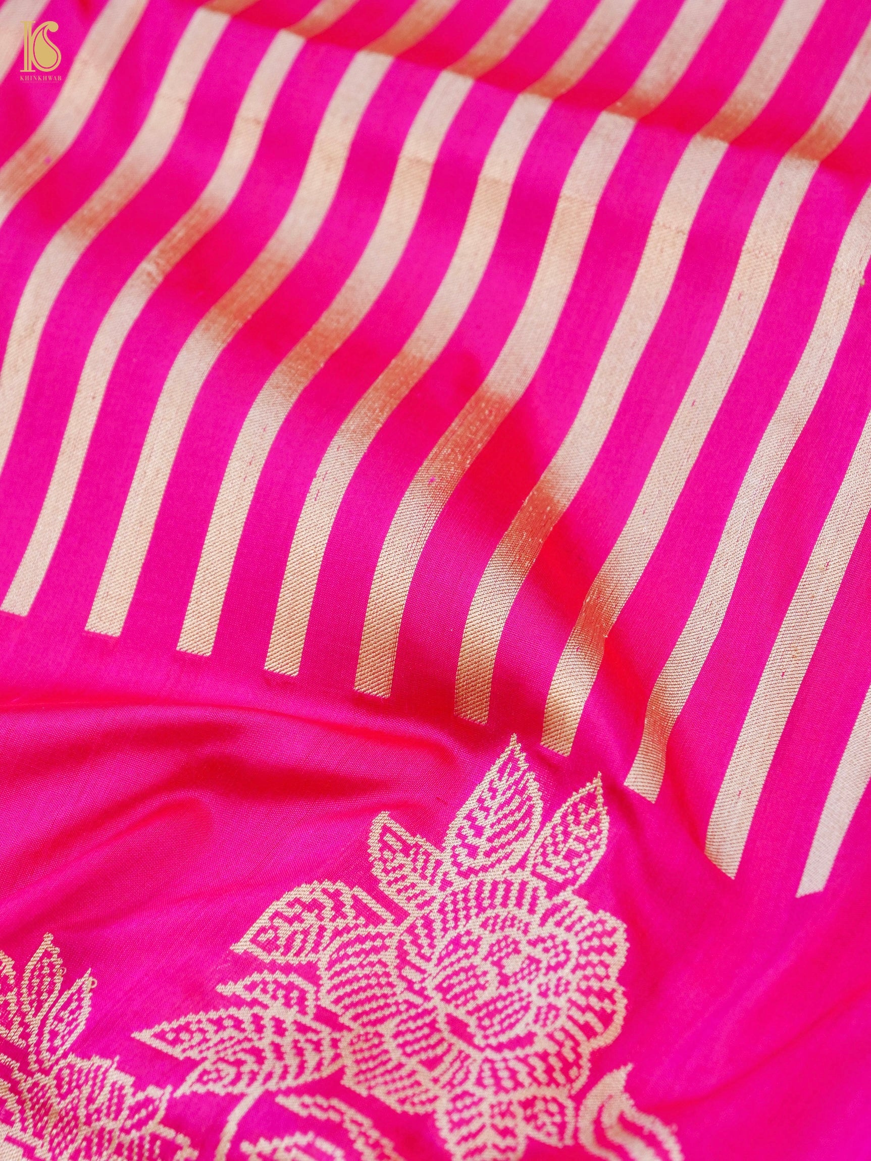 Handloom Banarasi Silk Tanchoi Stripes Saree