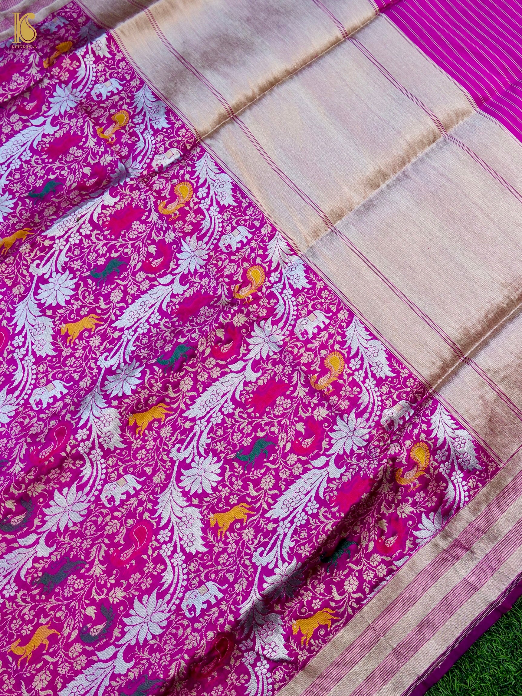 Handwoven Katan Silk Banarasi Shikargah Saree