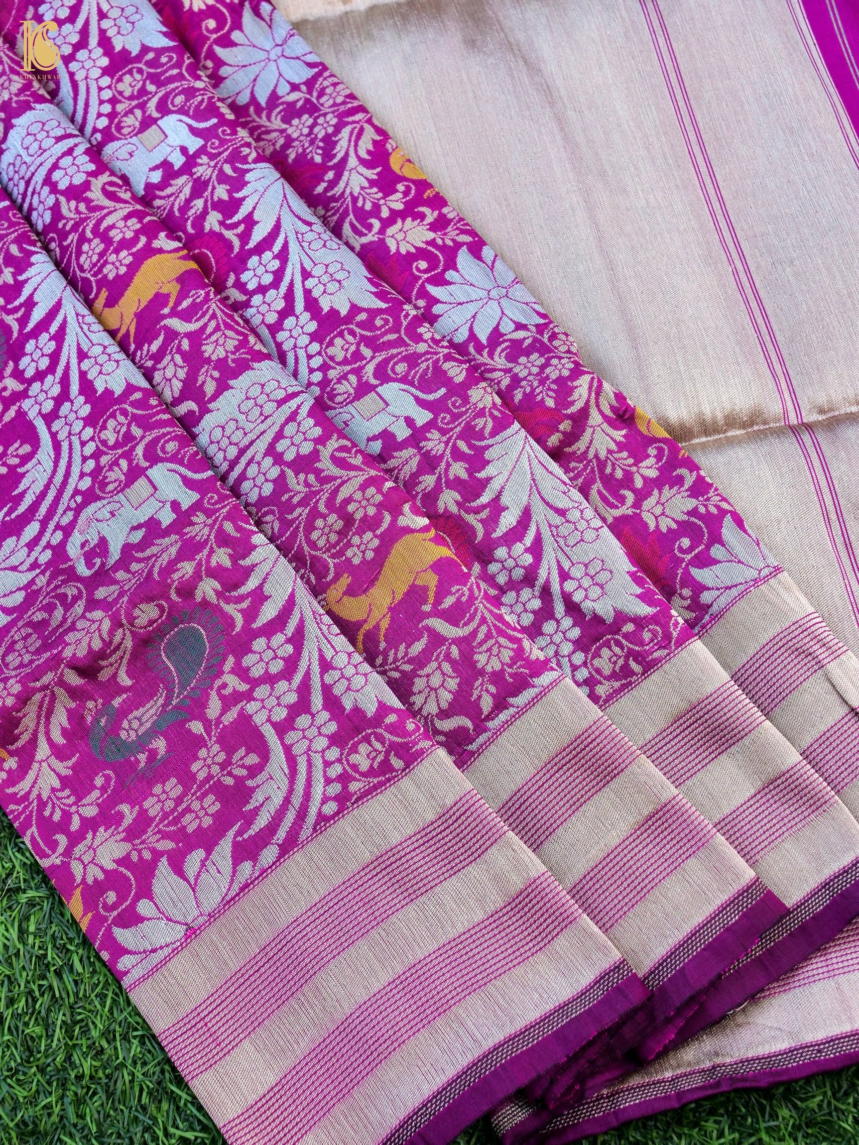 Handwoven Katan Silk Banarasi Shikargah Saree