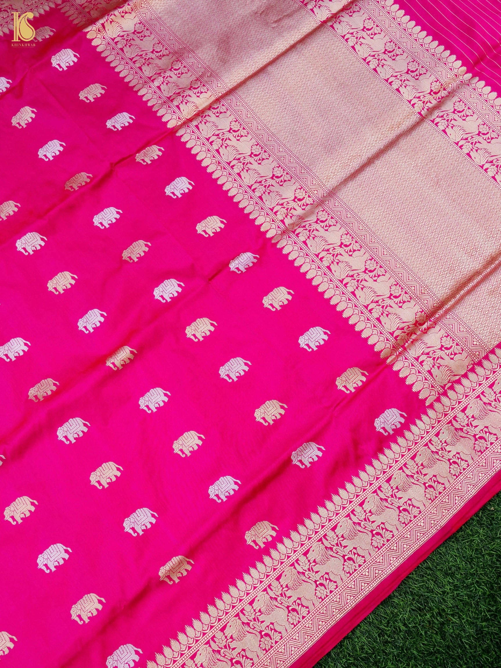 Handloom Banarasi Katan Silk Shikargah Elephant Saree