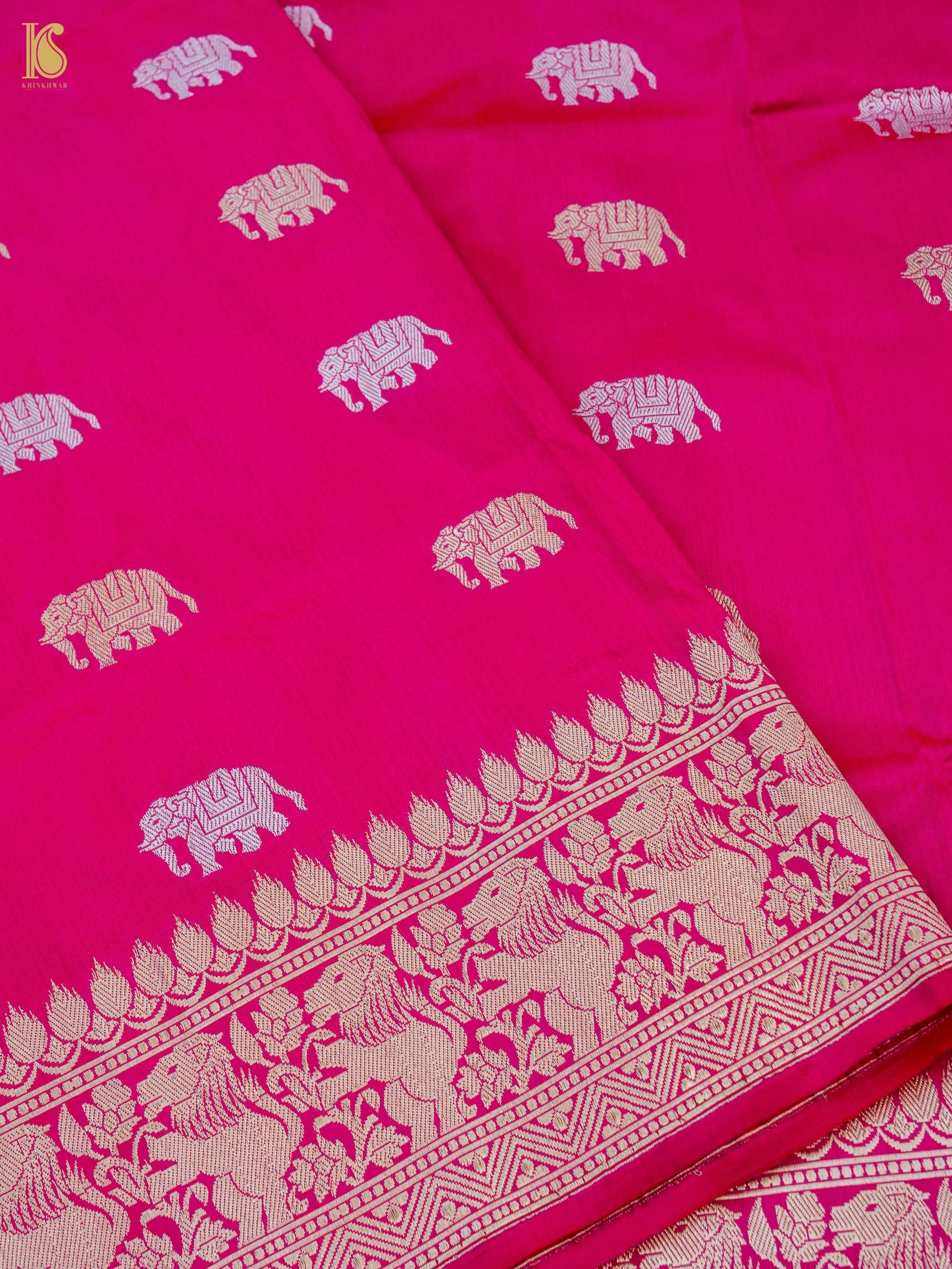 Handloom Banarasi Katan Silk Shikargah Elephant Saree