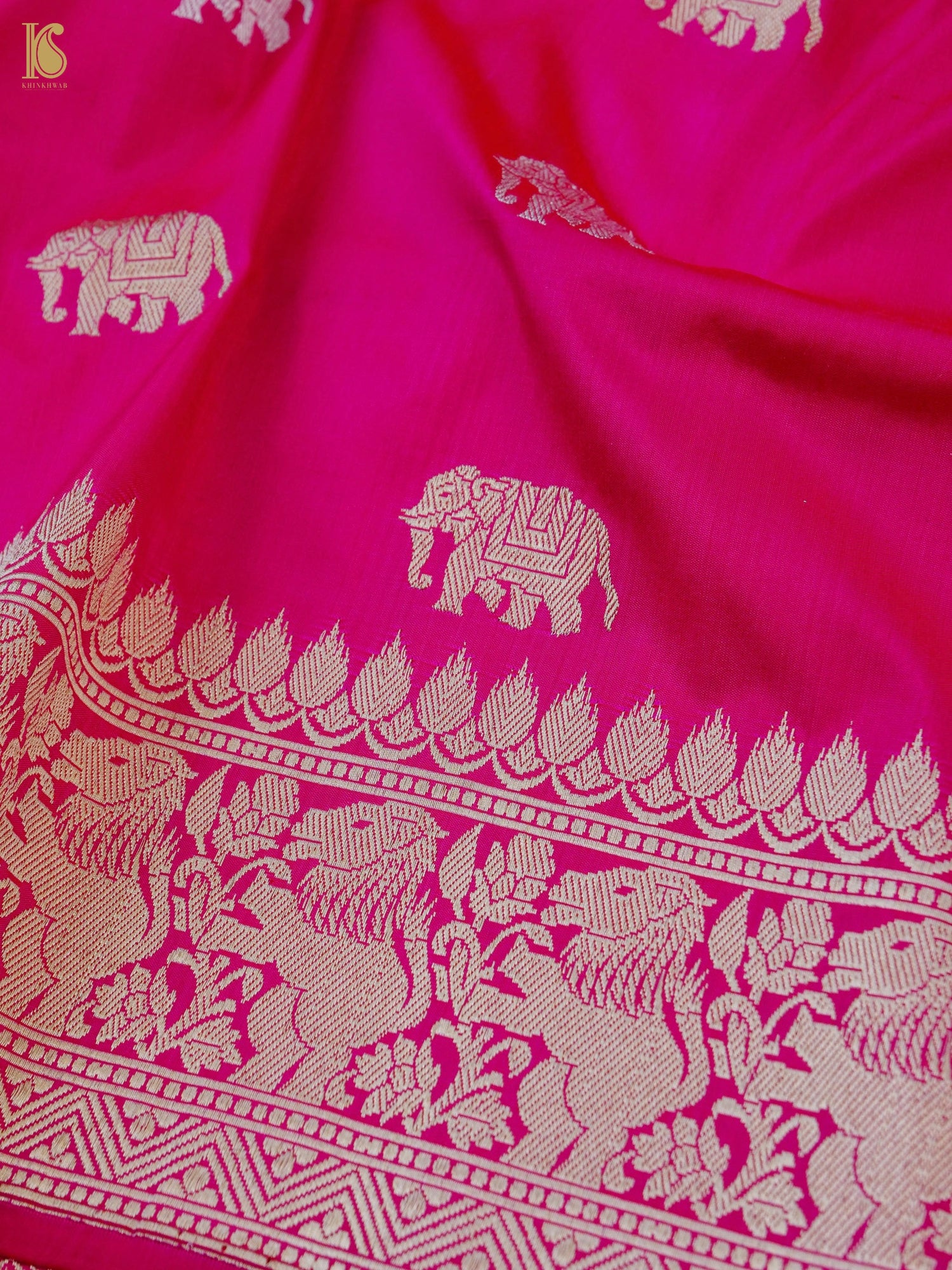 Handloom Banarasi Katan Silk Shikargah Elephant Saree