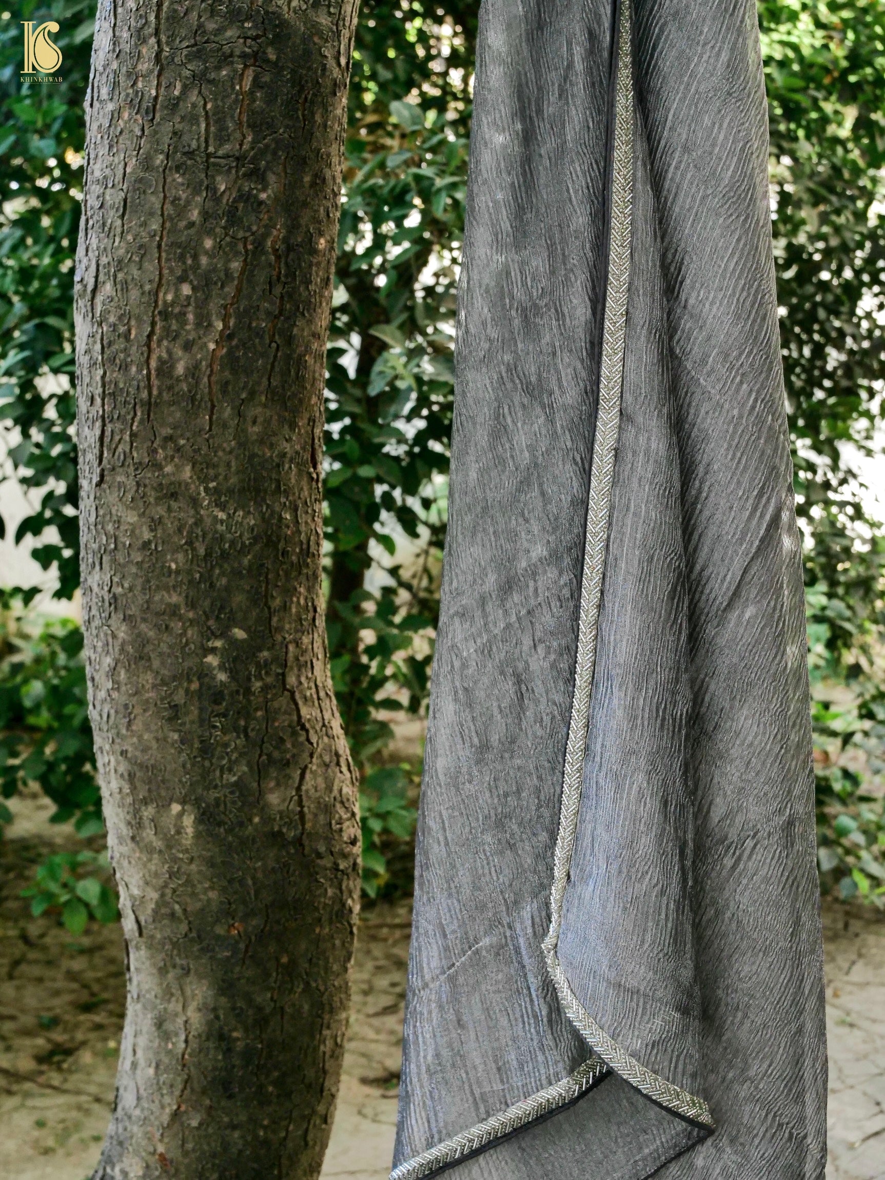 Banarasi Crush Tissue Silk Dupatta with Border