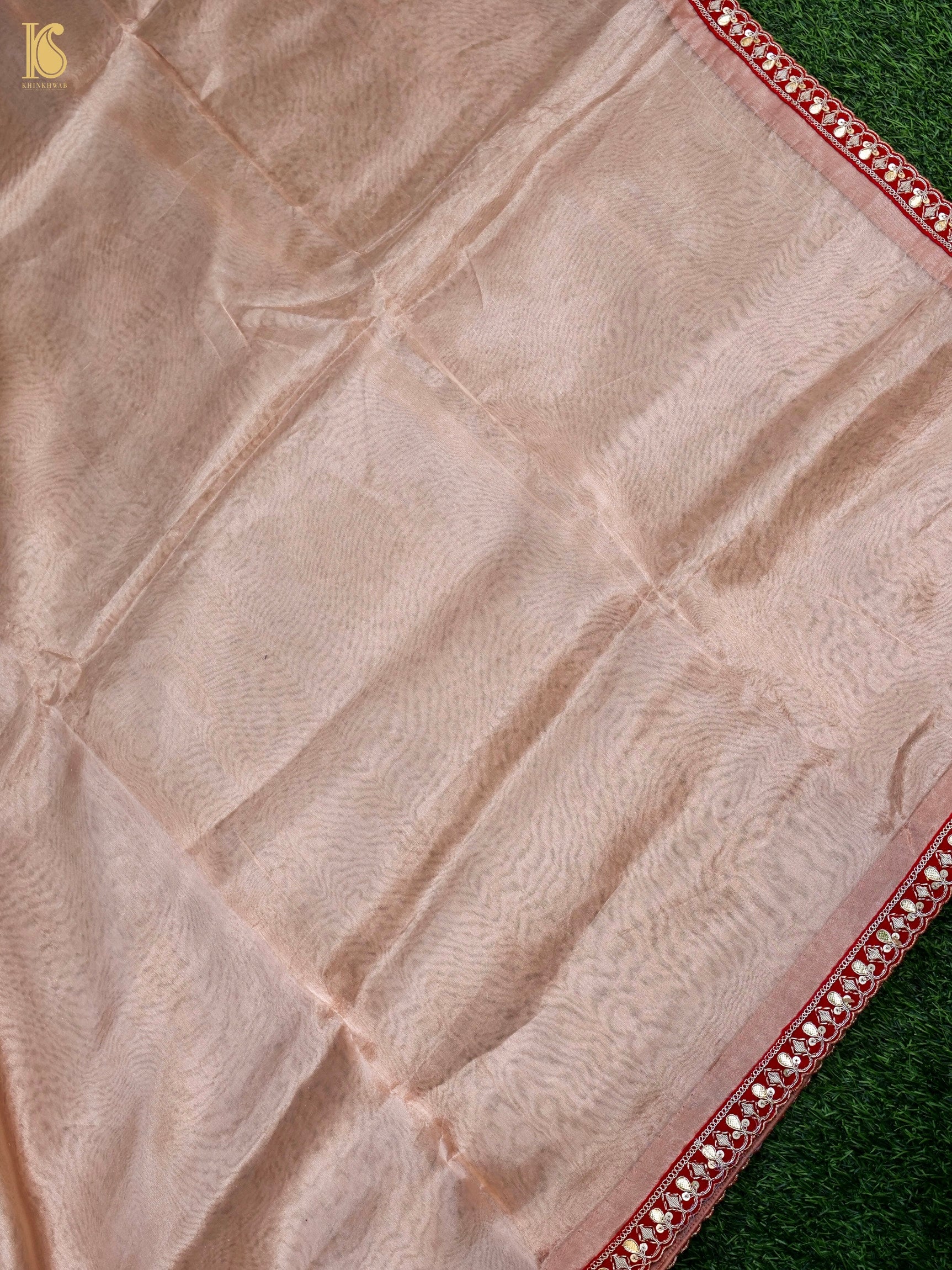 Handwoven Banarasi Plain Tissue Saree with Border