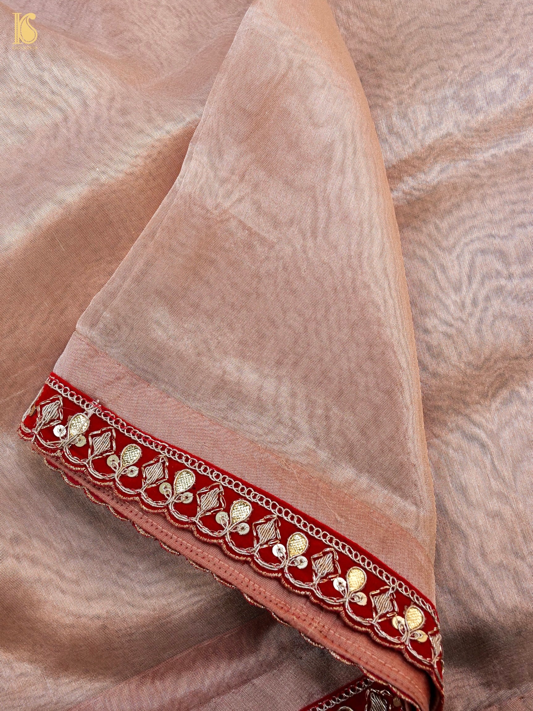 Handwoven Banarasi Plain Tissue Saree with Border