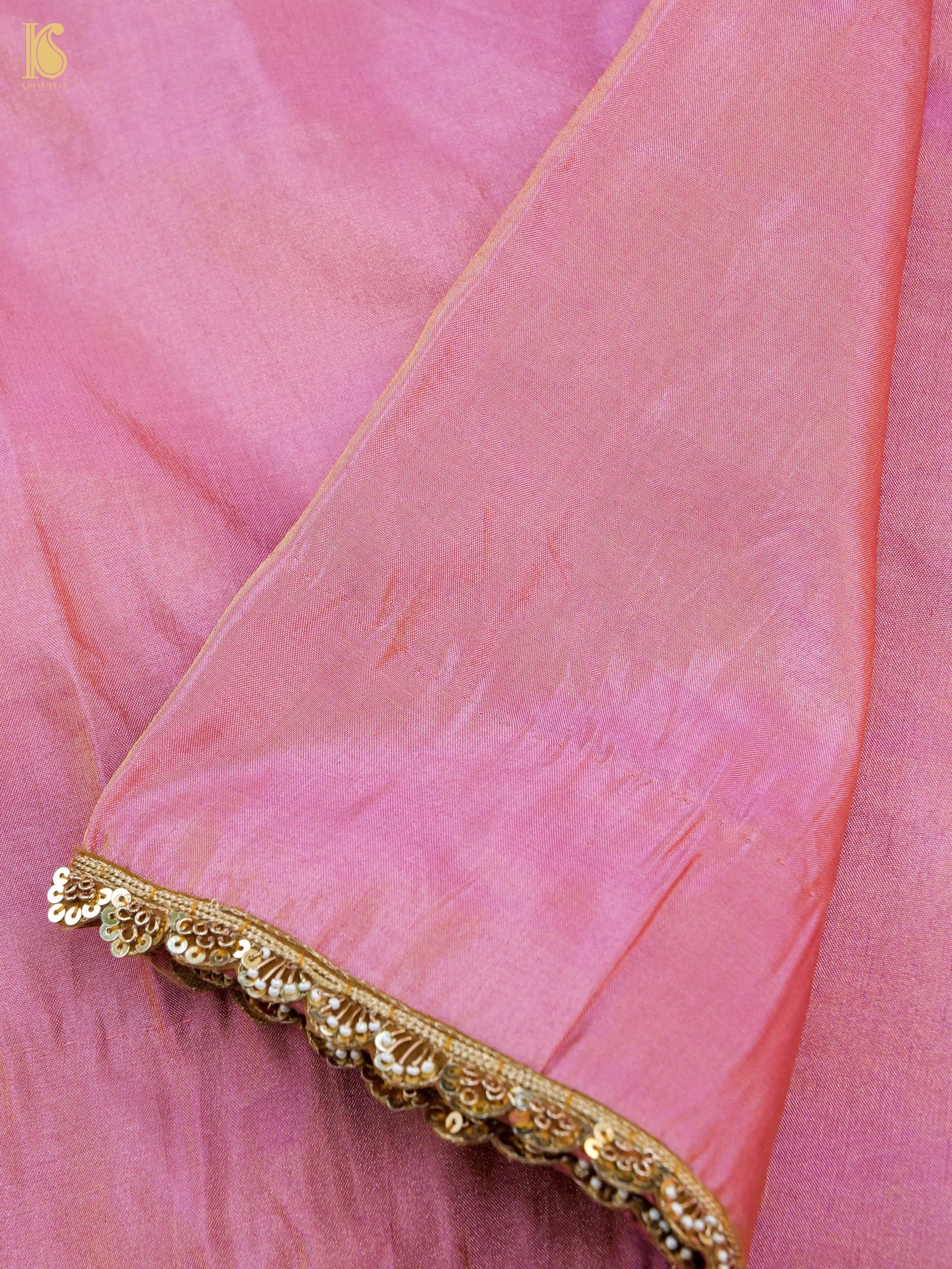 Handwoven Banarasi Plain Tissue Saree with Border