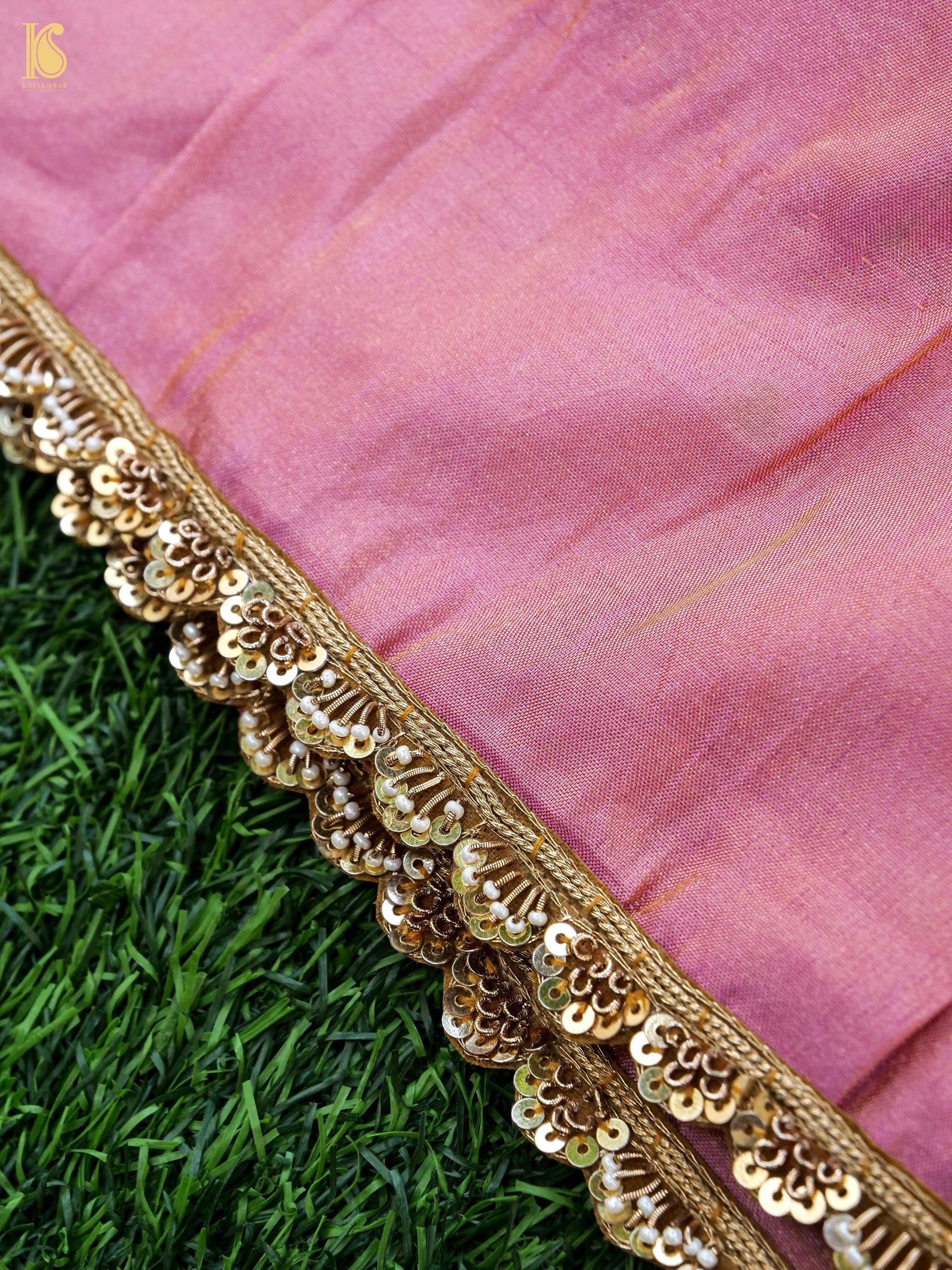 Handwoven Banarasi Plain Tissue Saree with Border