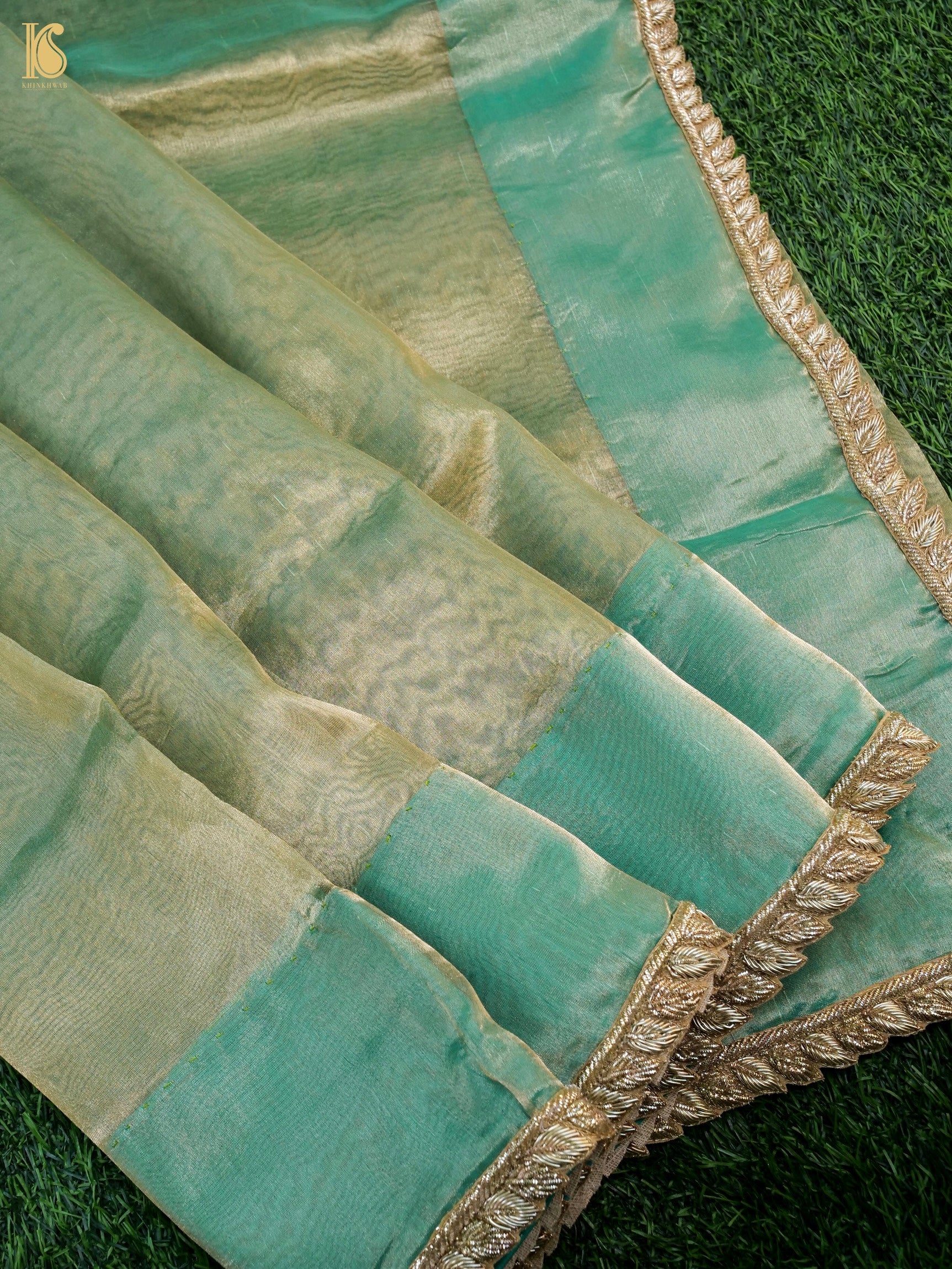 Handwoven Banarasi Plain Tissue Saree with Border