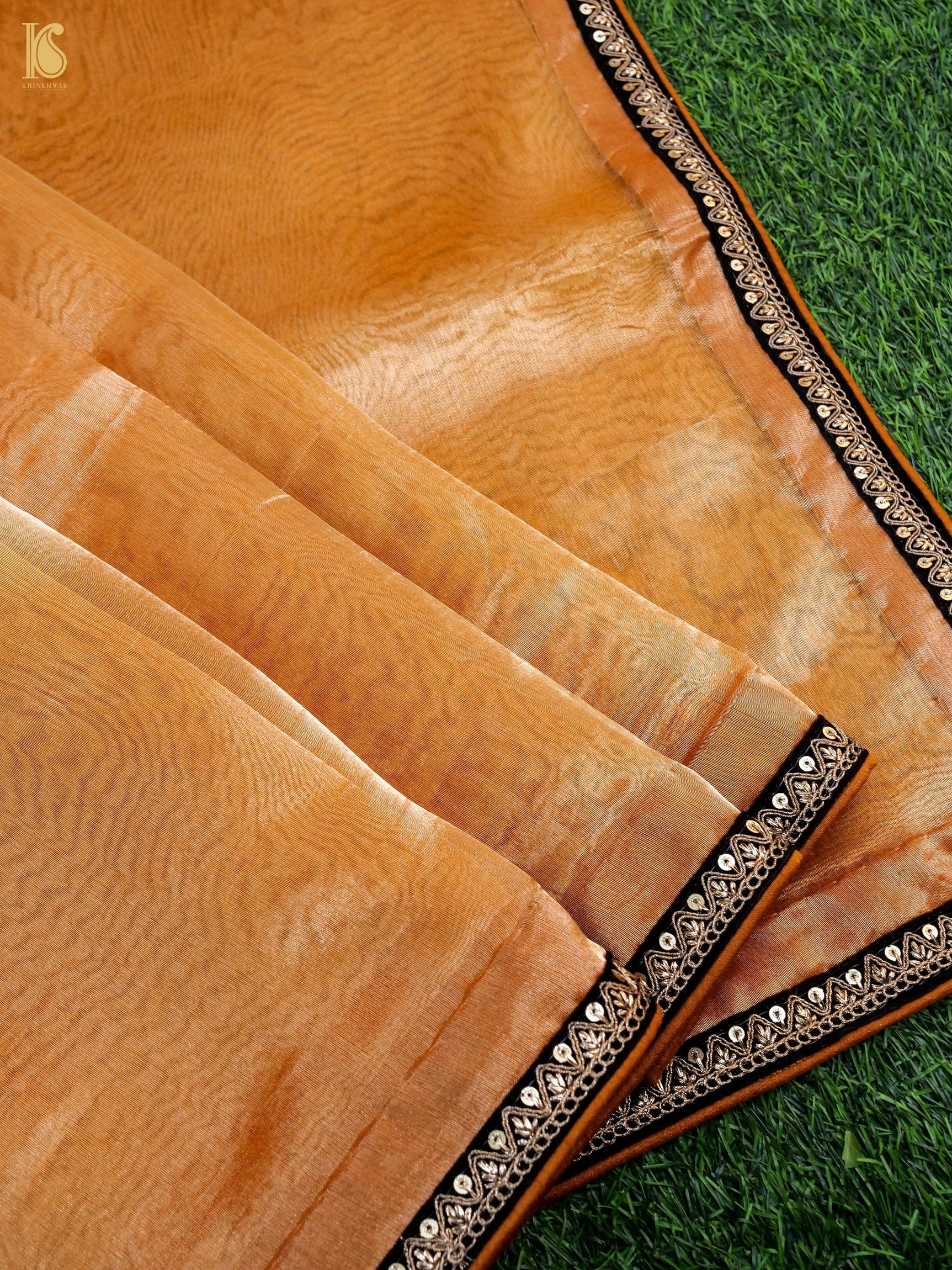 Handwoven Banarasi Plain Tissue Saree with Border