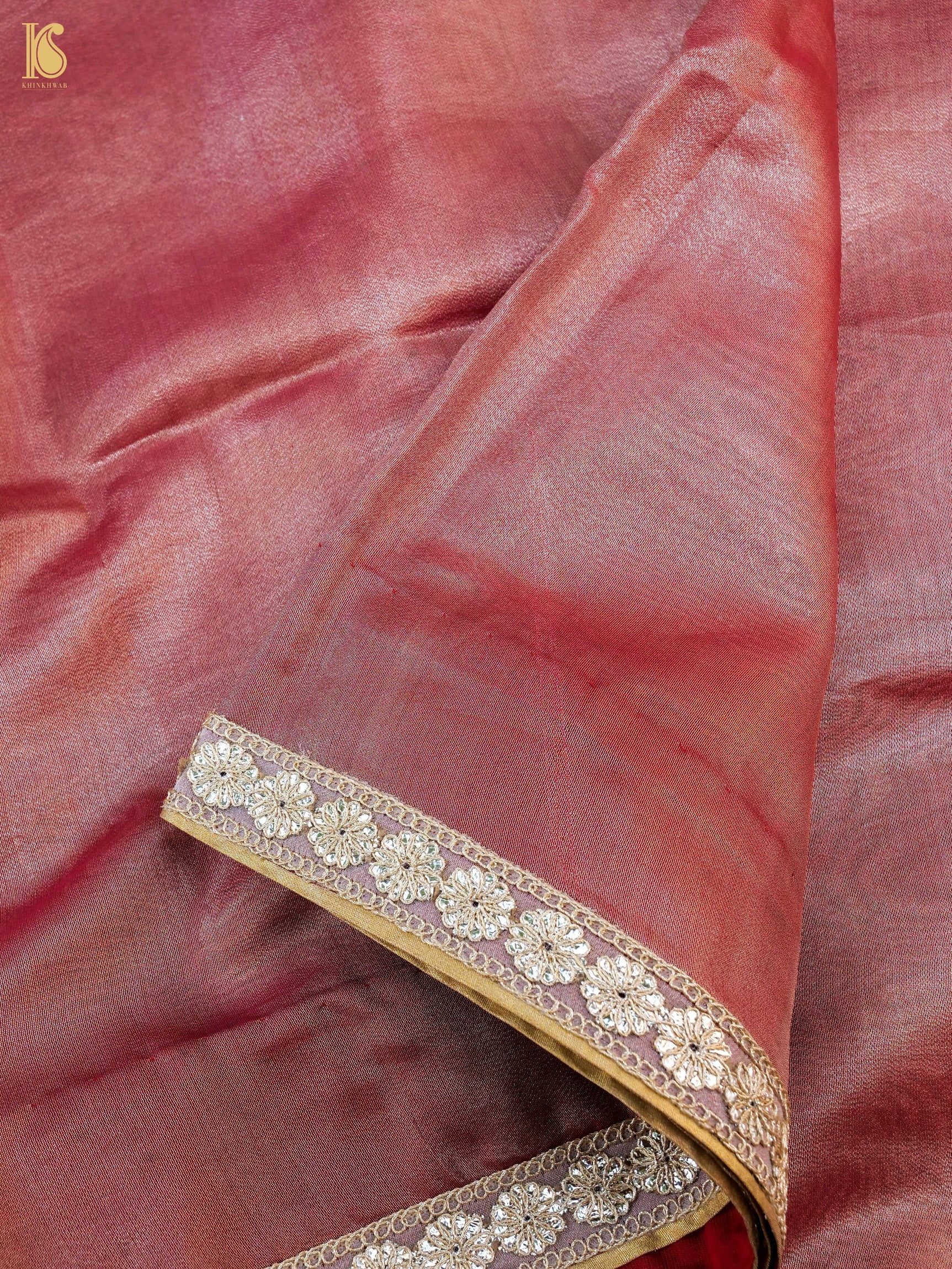 Handwoven Banarasi Plain Tissue Saree with Border