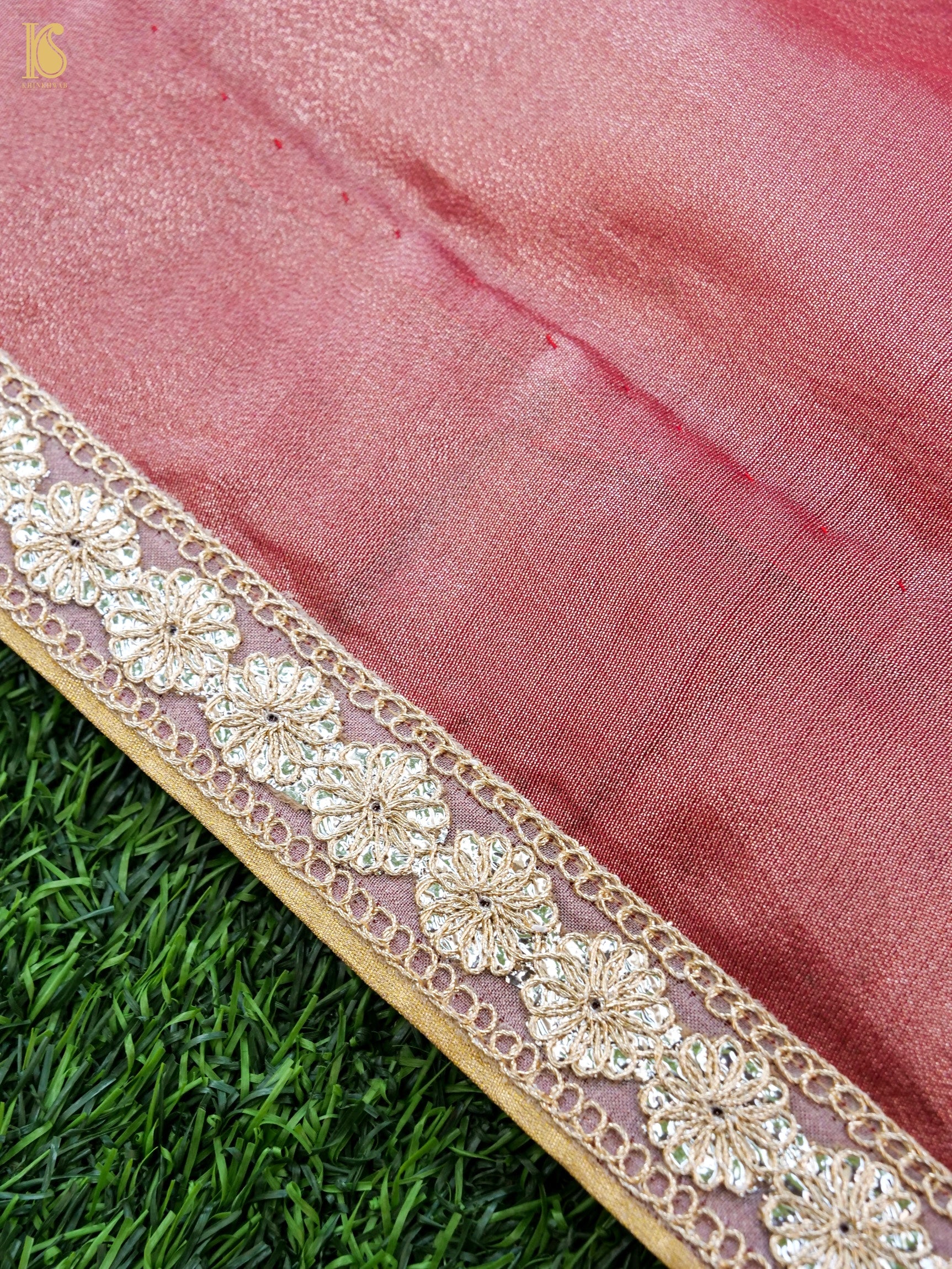 Handwoven Banarasi Plain Tissue Saree with Border