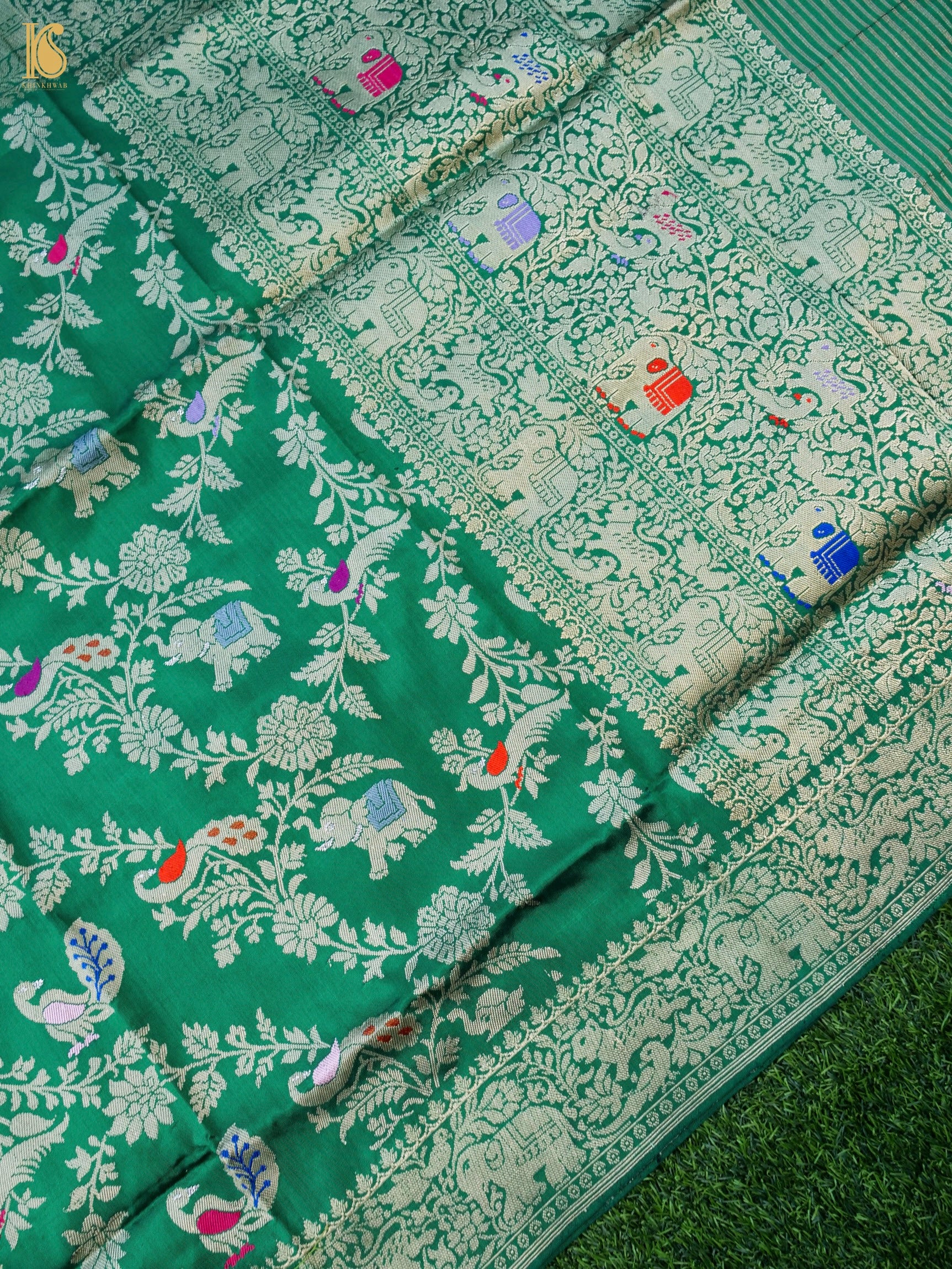 Handwoven Banarasi Katan Silk Kadwa Shikargah Dupatta