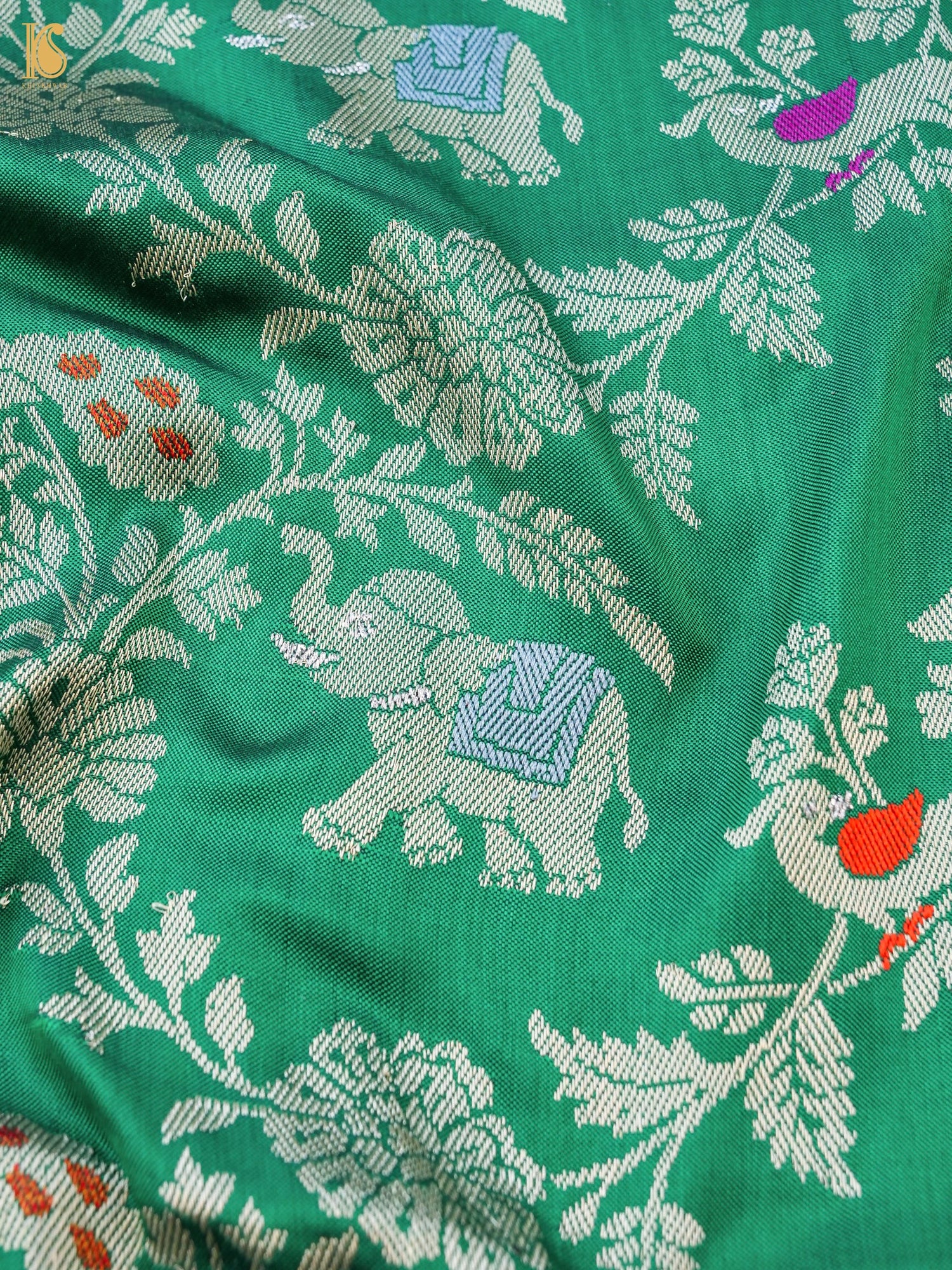 Handwoven Banarasi Katan Silk Kadwa Shikargah Dupatta