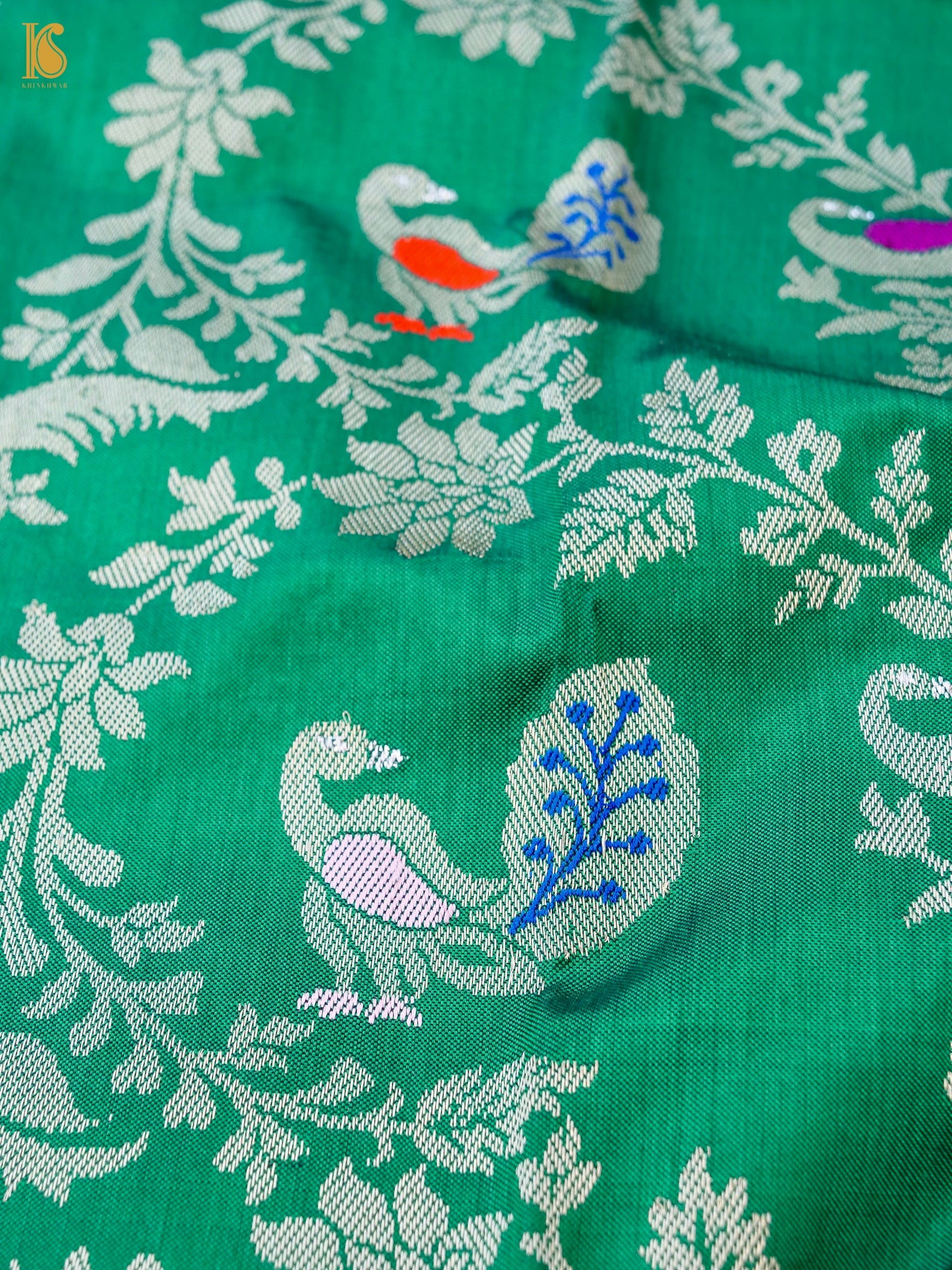 Handwoven Banarasi Katan Silk Kadwa Shikargah Dupatta