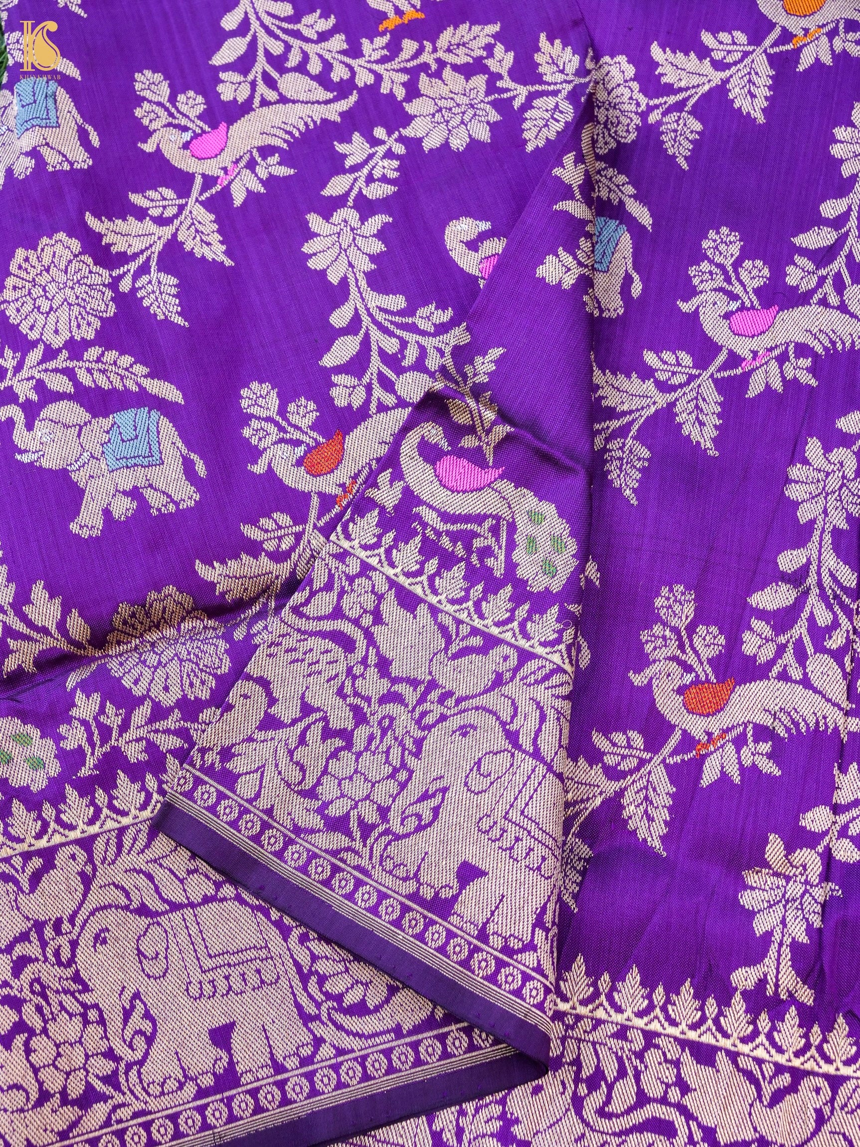 Handwoven Banarasi Katan Silk Kadwa Shikargah Dupatta