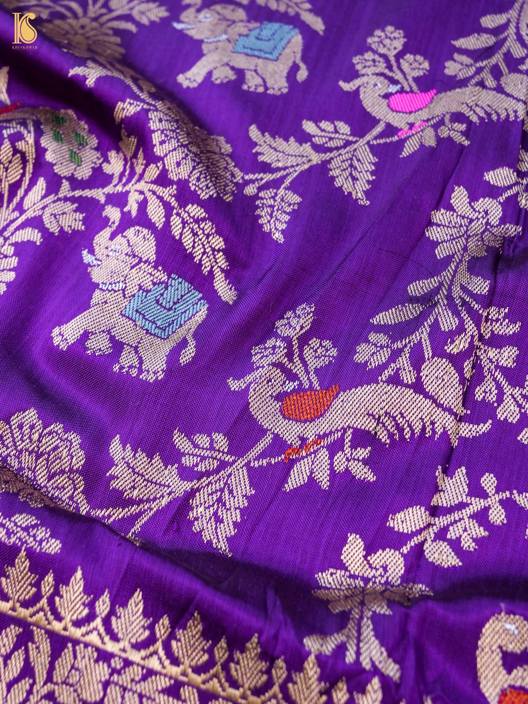 Handwoven Banarasi Katan Silk Kadwa Shikargah Dupatta