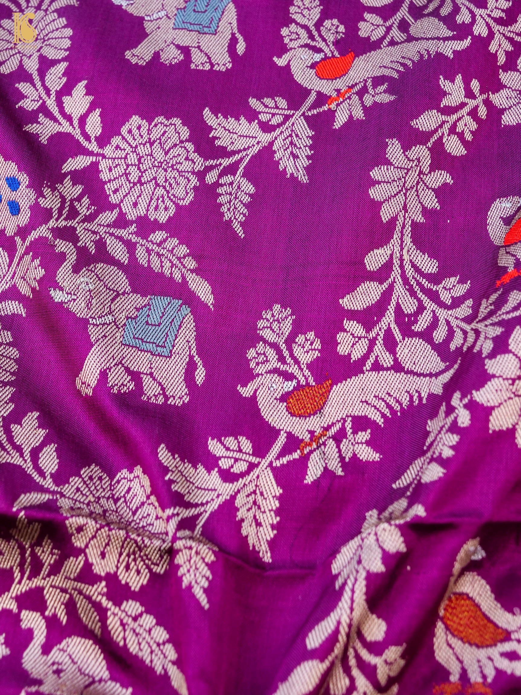 Handwoven Banarasi Katan Silk Kadwa Shikargah Dupatta