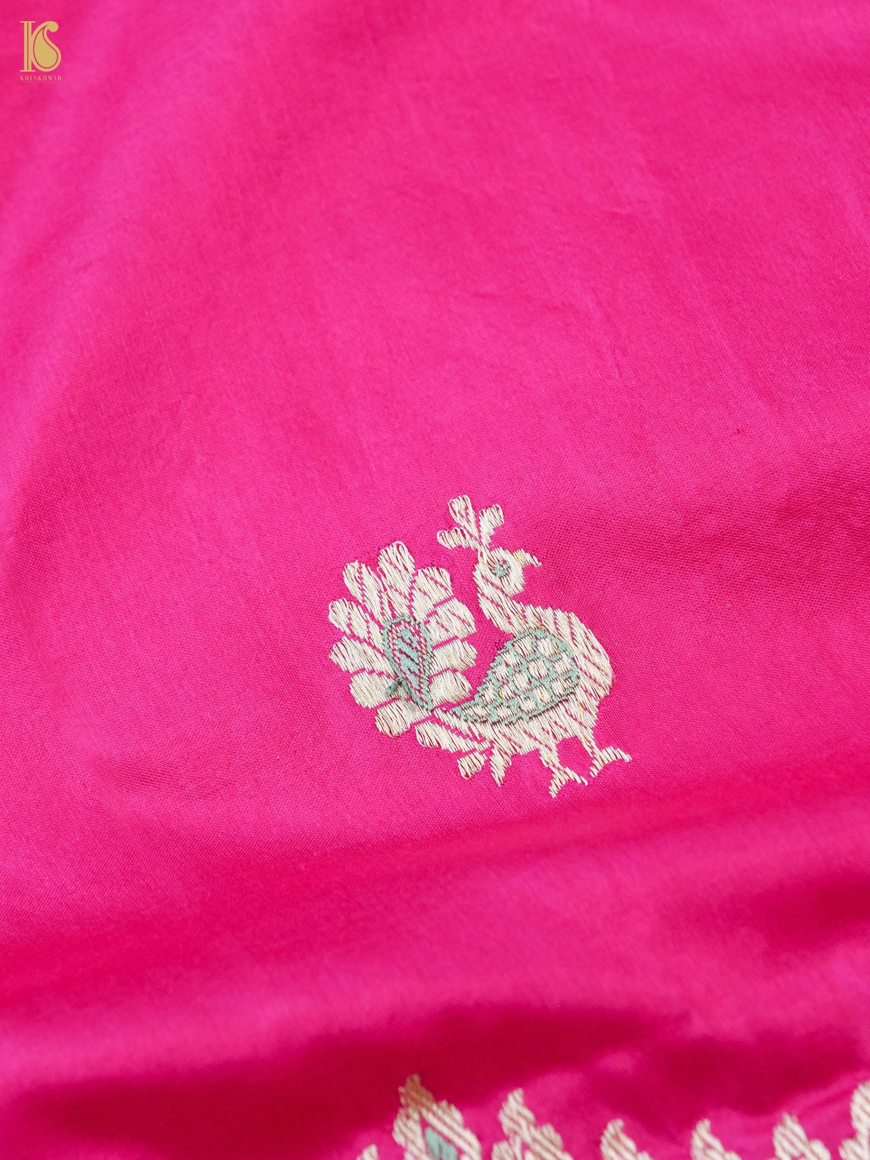 Handloom Katan Silk Banarasi Peacock Scallop Saree