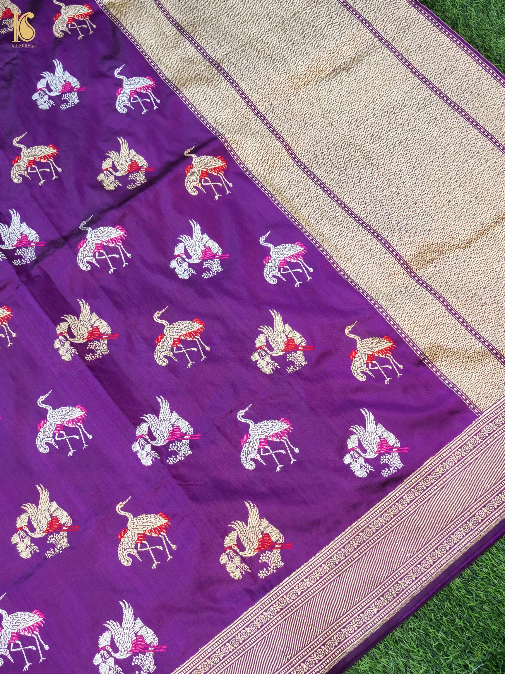 Handloom Banarasi Katan Silk Crane Saree