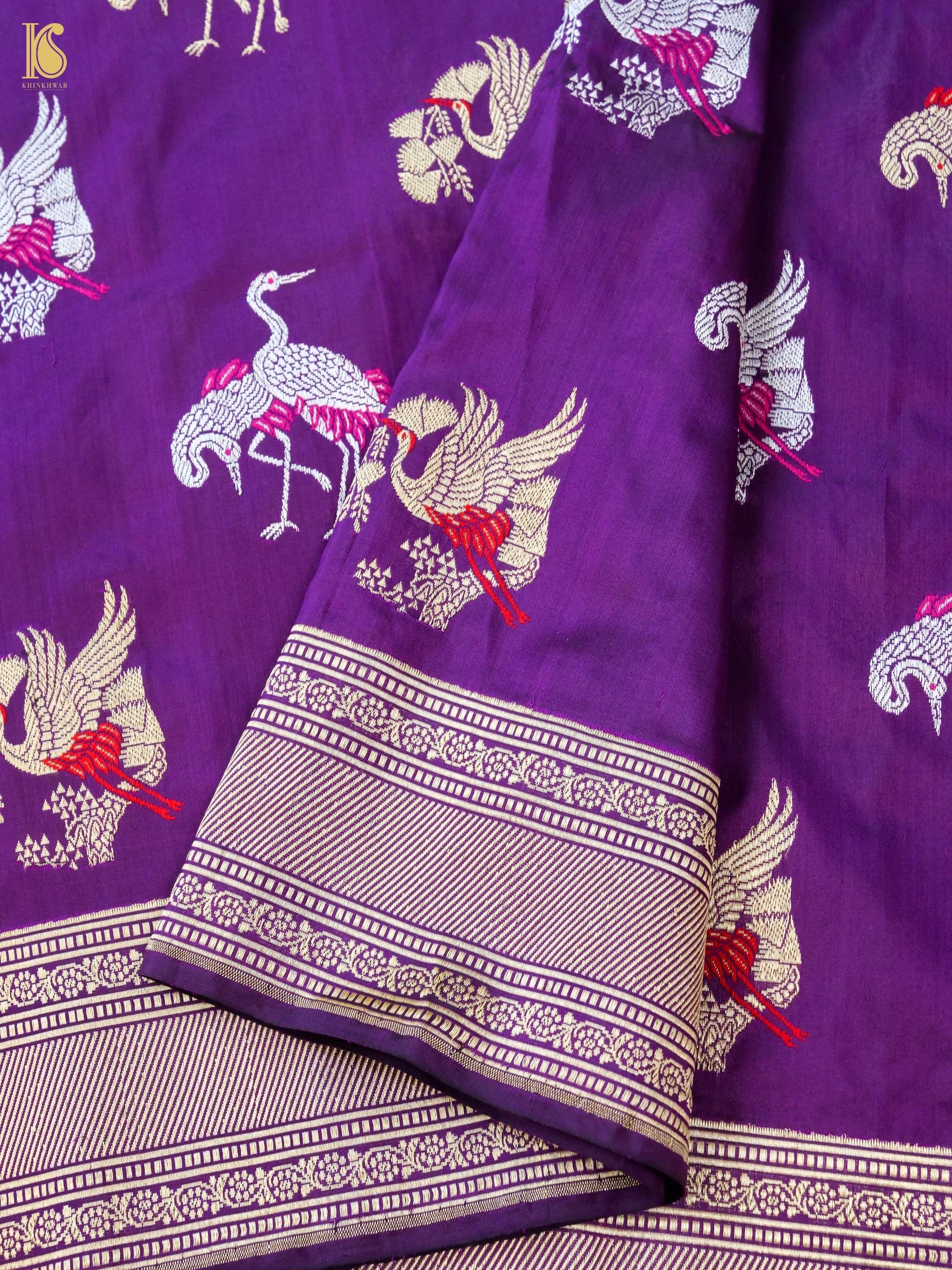 Handloom Banarasi Katan Silk Crane Saree