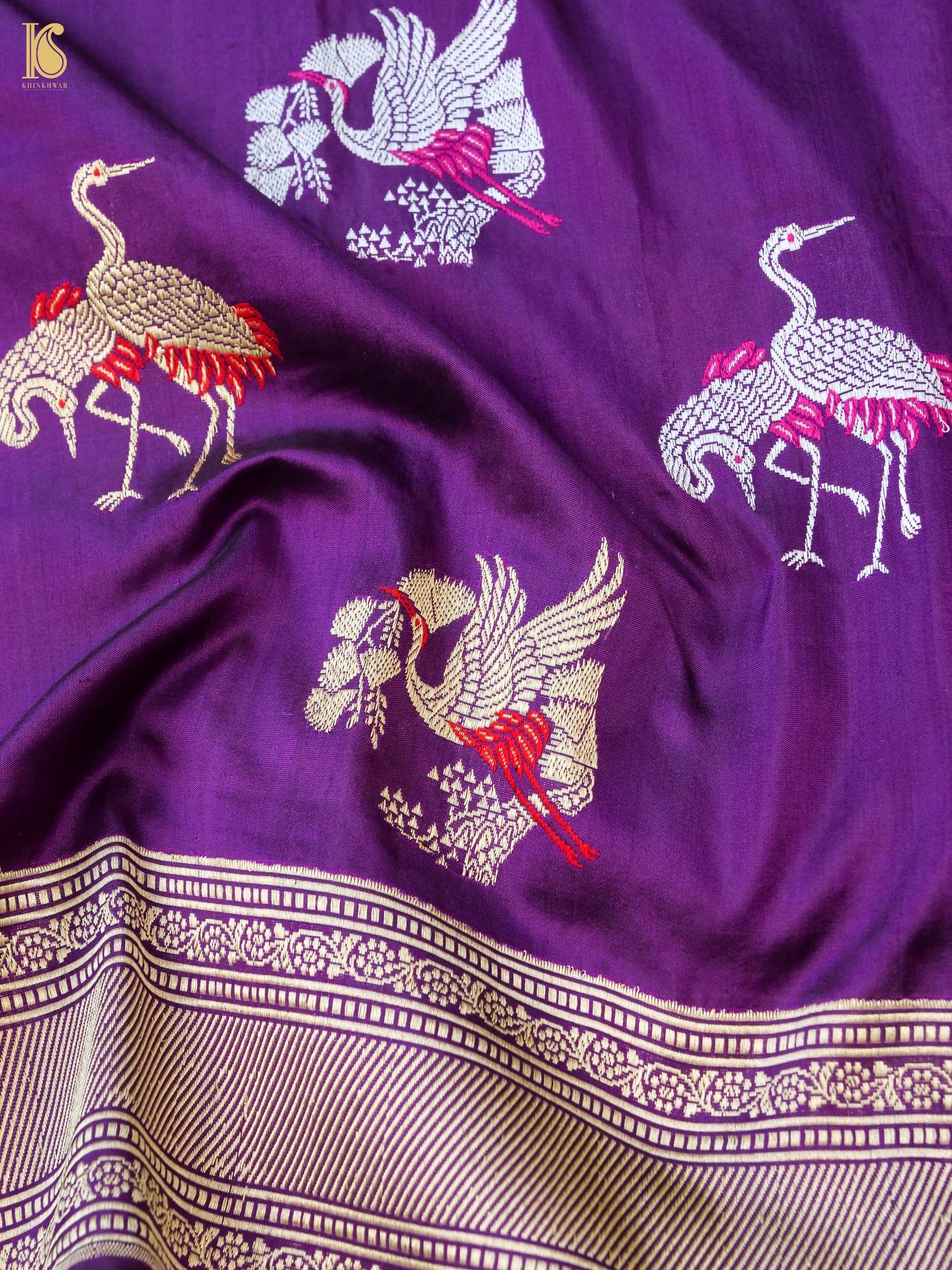 Handloom Banarasi Katan Silk Crane Saree