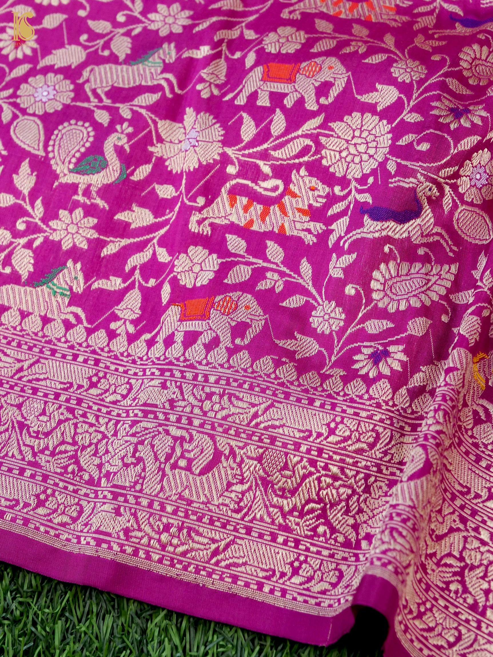 Handloom Banarasi Katan Shikargah Saree