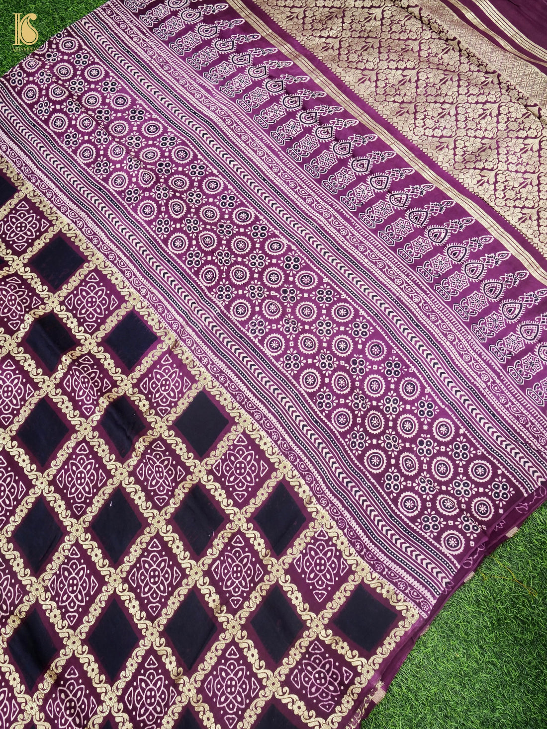 Hand Block Ajrakh Modal Silk Gharchola Saree